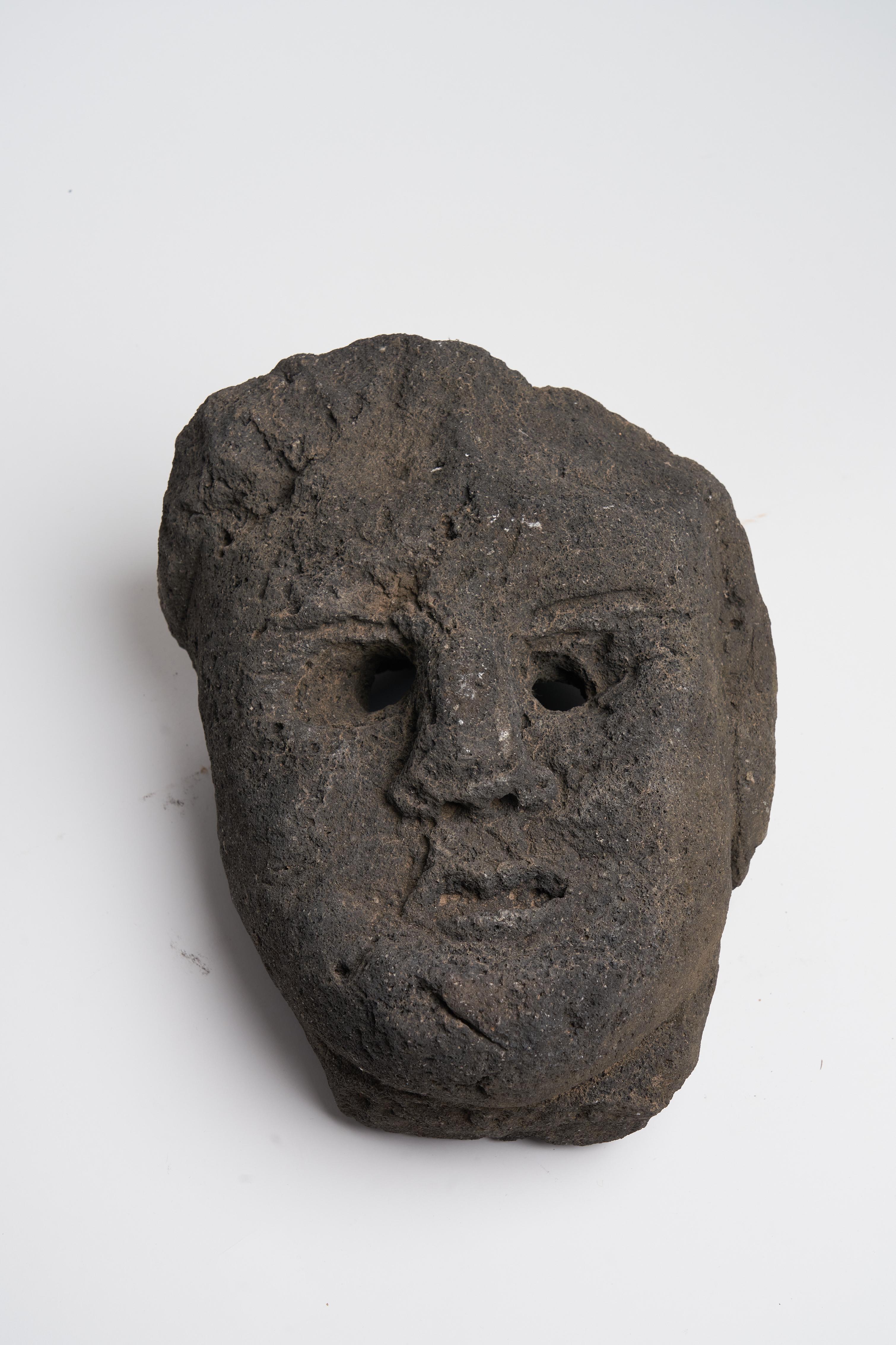 Arts and Crafts 19th Century Japanese Lava Stone Mask For Sale