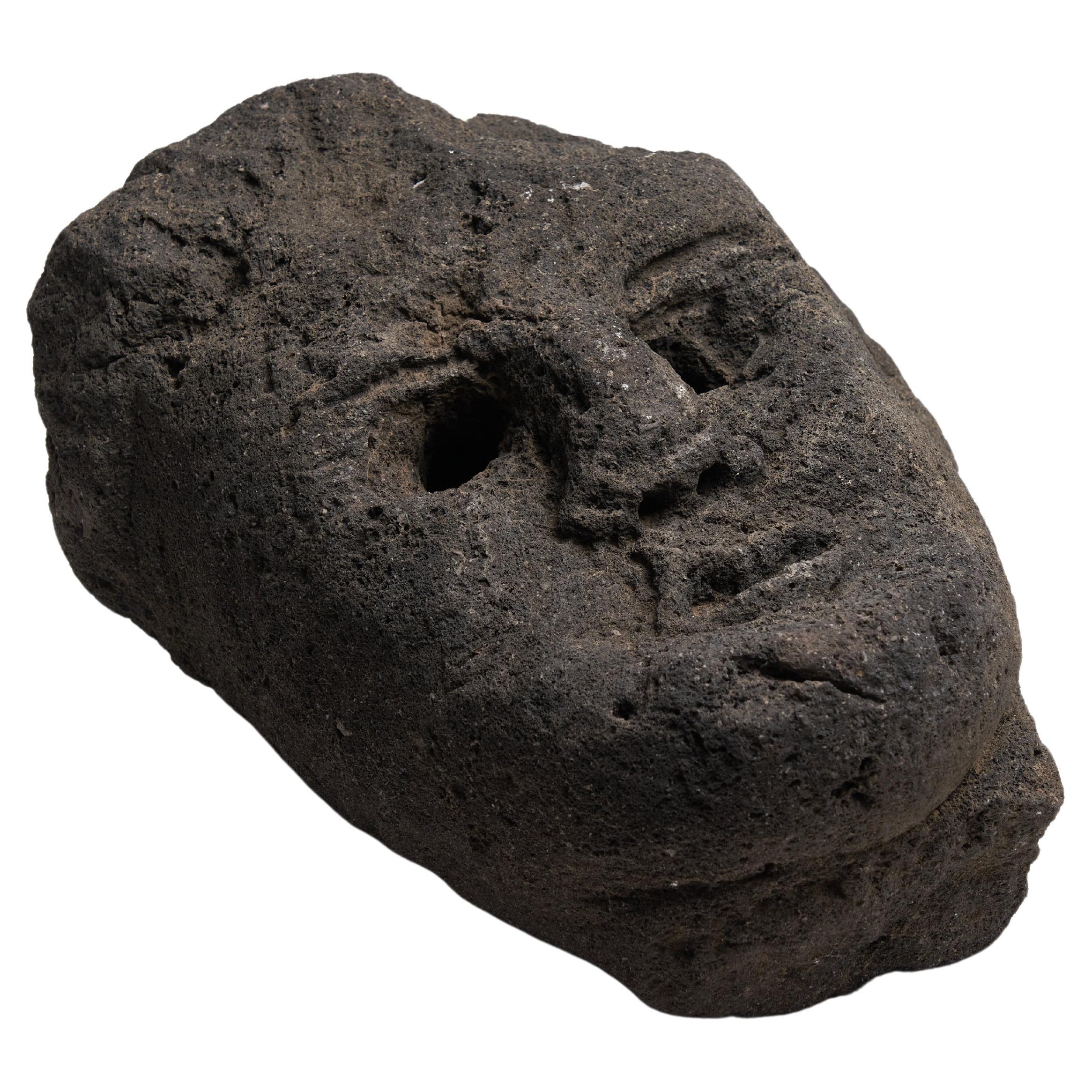 19th Century Japanese Lava Stone Mask For Sale
