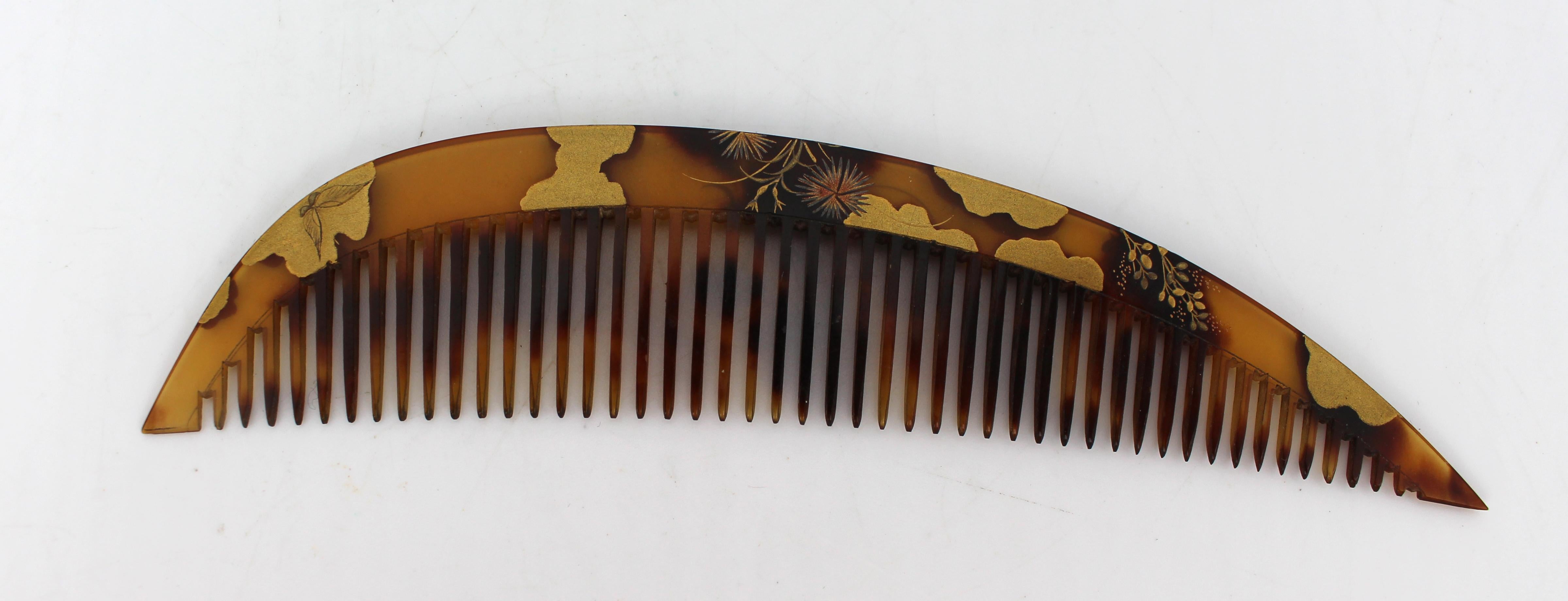 Set d'ornements de cheveux japonais Makie Kushi et Kanzashi du 19e siècle Bon état - En vente à Worcester, GB