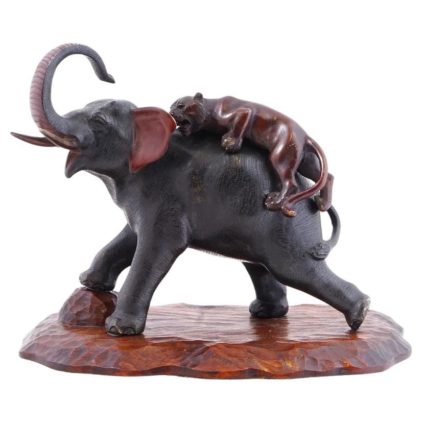 19Th Century Japanese Meiji Bronze Okimono Sculpture