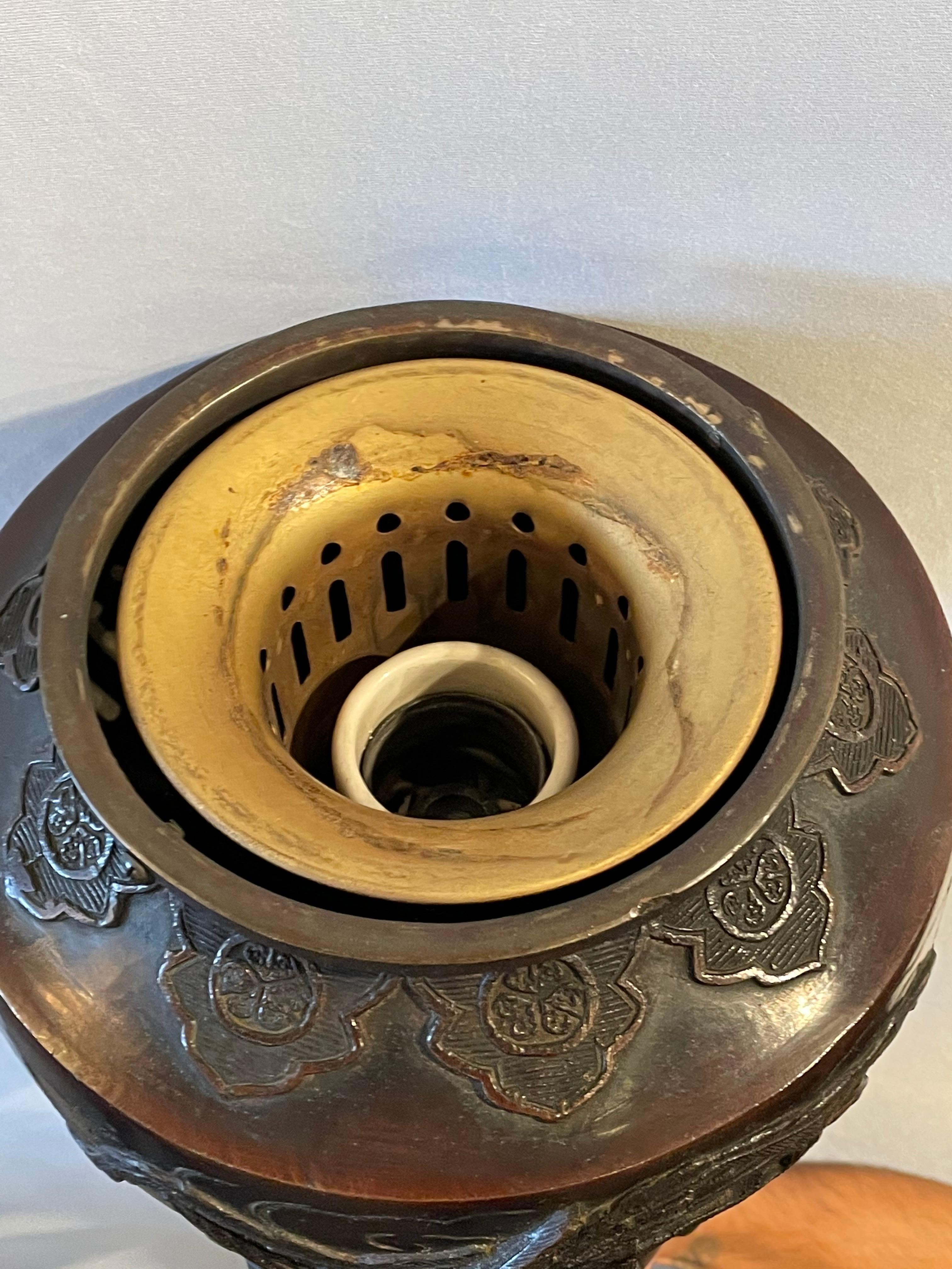19th Century Japanese Meiji Bronze Torchiere or Floor Lamp 6