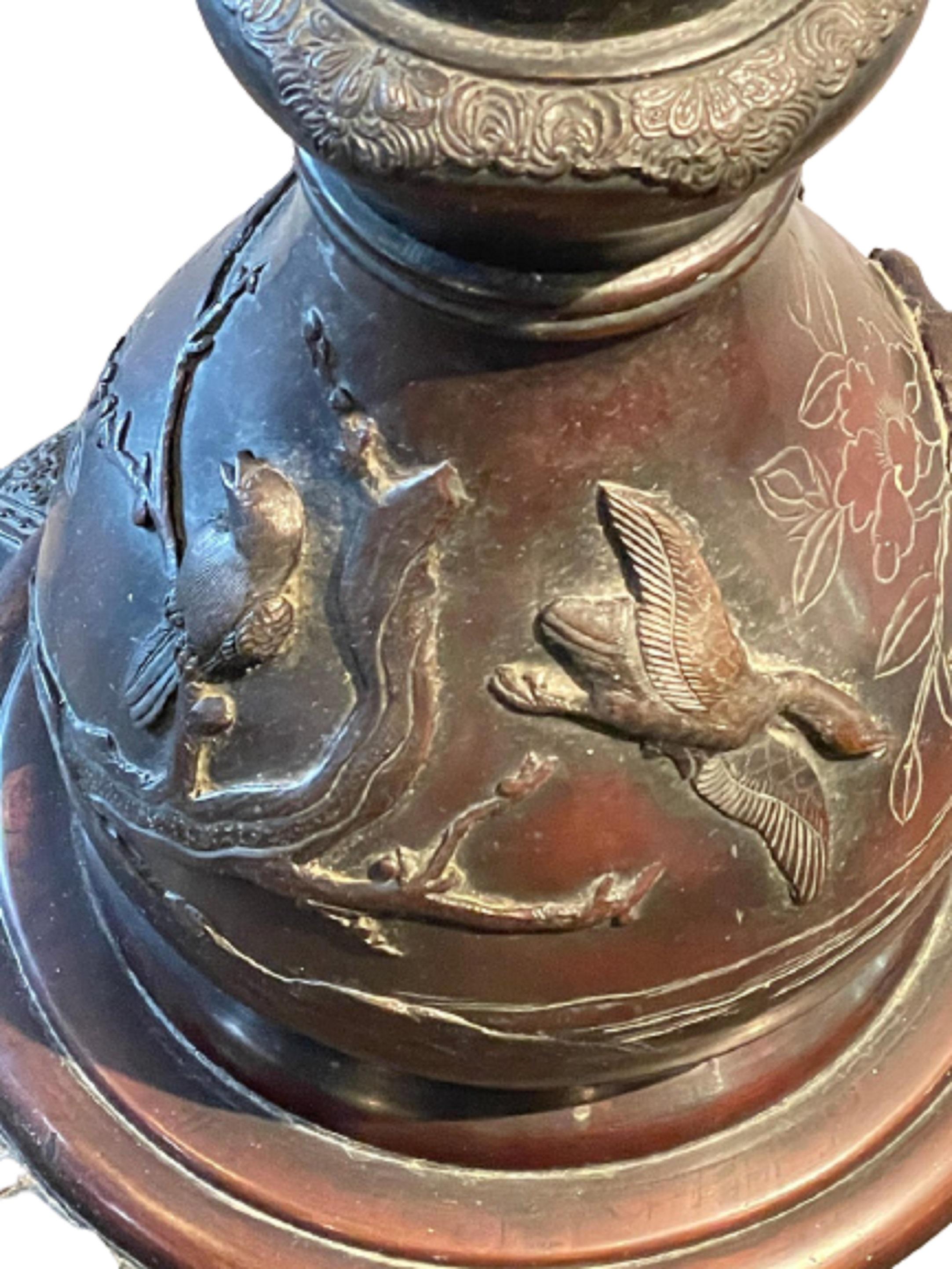 19th Century Japanese Meiji Bronze Torchiere or Floor Lamp 1