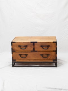 Arcón para Ropa Tansu de la Era Meiji Japonesa del Siglo XIX Sobre Soporte de Hierro