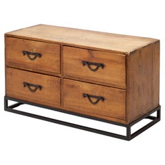 19th Century Japanese Meiji Era Tansu Clothing Chest On Iron Stand