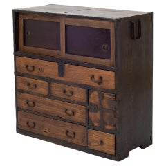 Antique 19th Century Japanese Meiji Era Tansu Merchant Chest