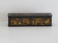 19th Century Japanese Meiji Lacquered Papier Mâché Hand-Painted Box