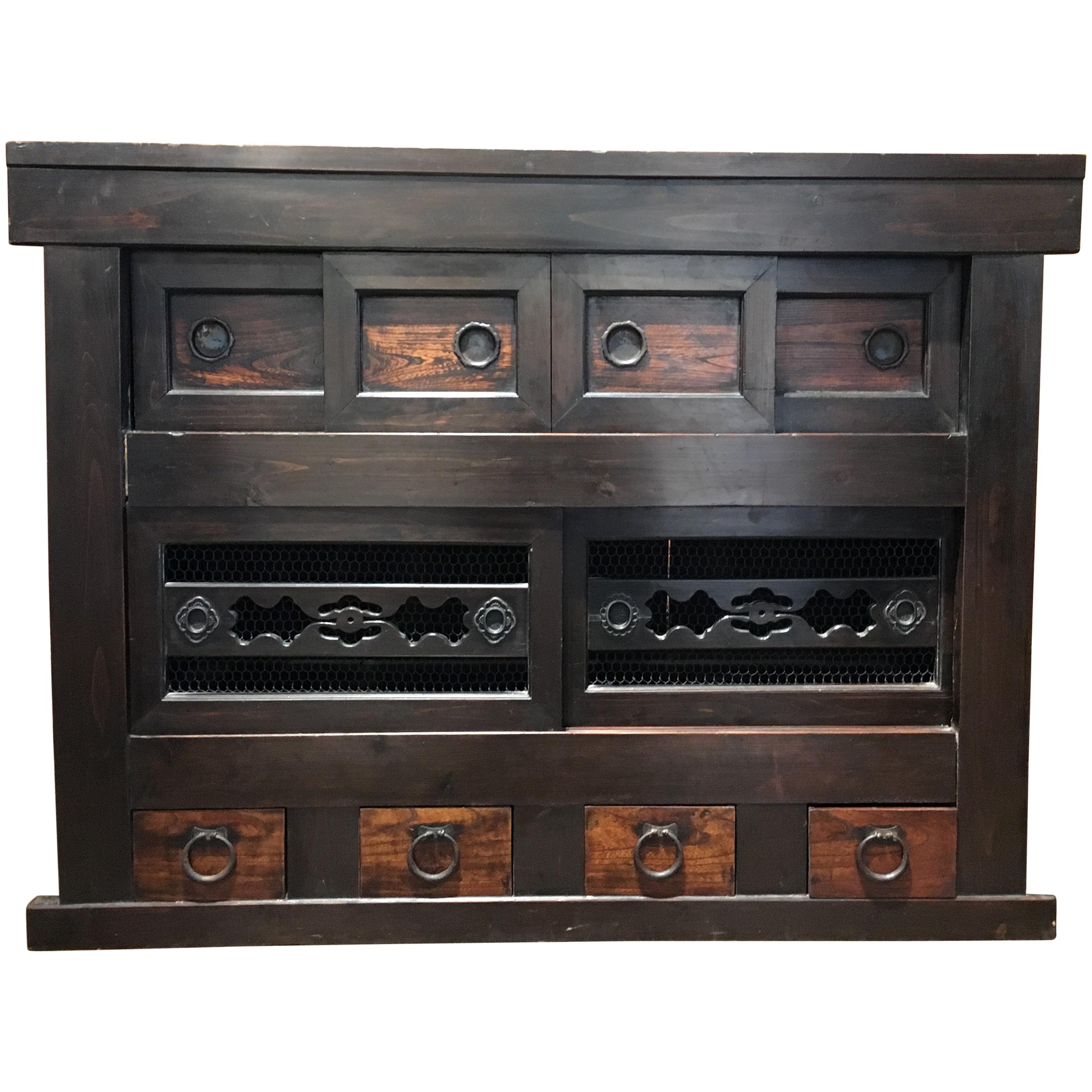 19th Century Japanese Meiji Period Mizuya Tansu Kitchen Cabinet