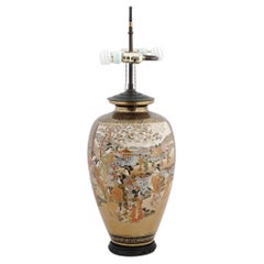 Vase Satsuma japonais de la période Meiji du 19e siècle adapté comme lampe de bureau