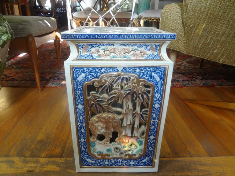 19th Century Japanese Meiji Porcelain Garden Seat or Table For Sale at