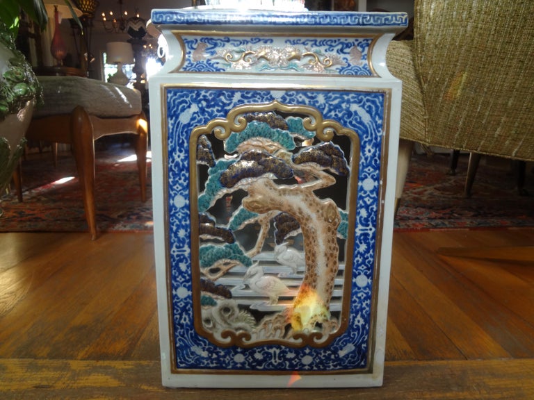 19th Century Japanese Meiji Porcelain Garden Seat or Table For Sale at