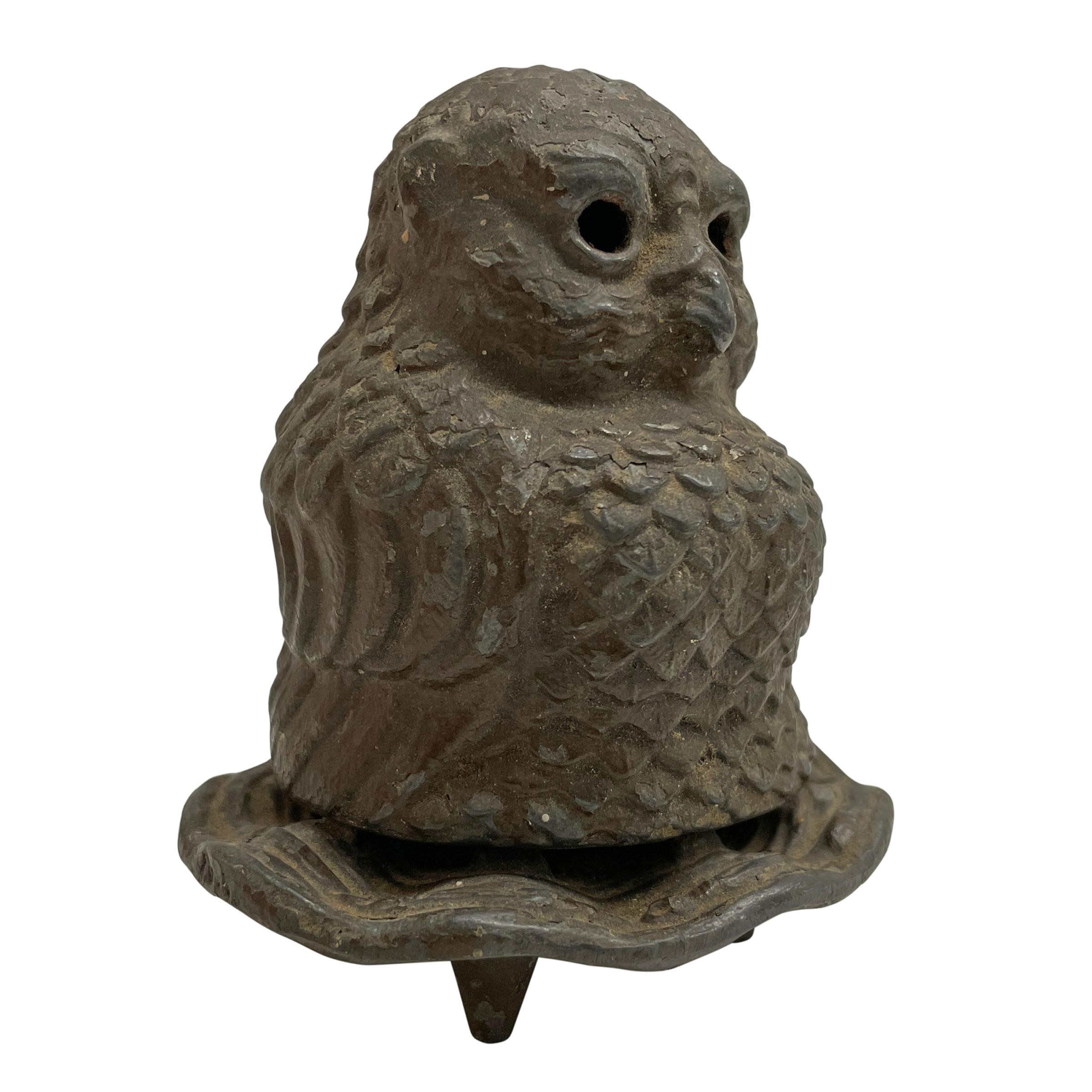 Cast 19th Century Japanese Owl Incense Burner