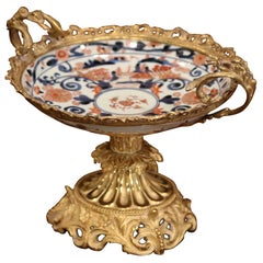19th Century Japanese Painted Imari Shall Bowl on Bronze Dore Stand