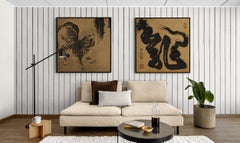 19th Century Japanese Paintings. Zenga Tiger and Dragon by Inoue Kanshu.