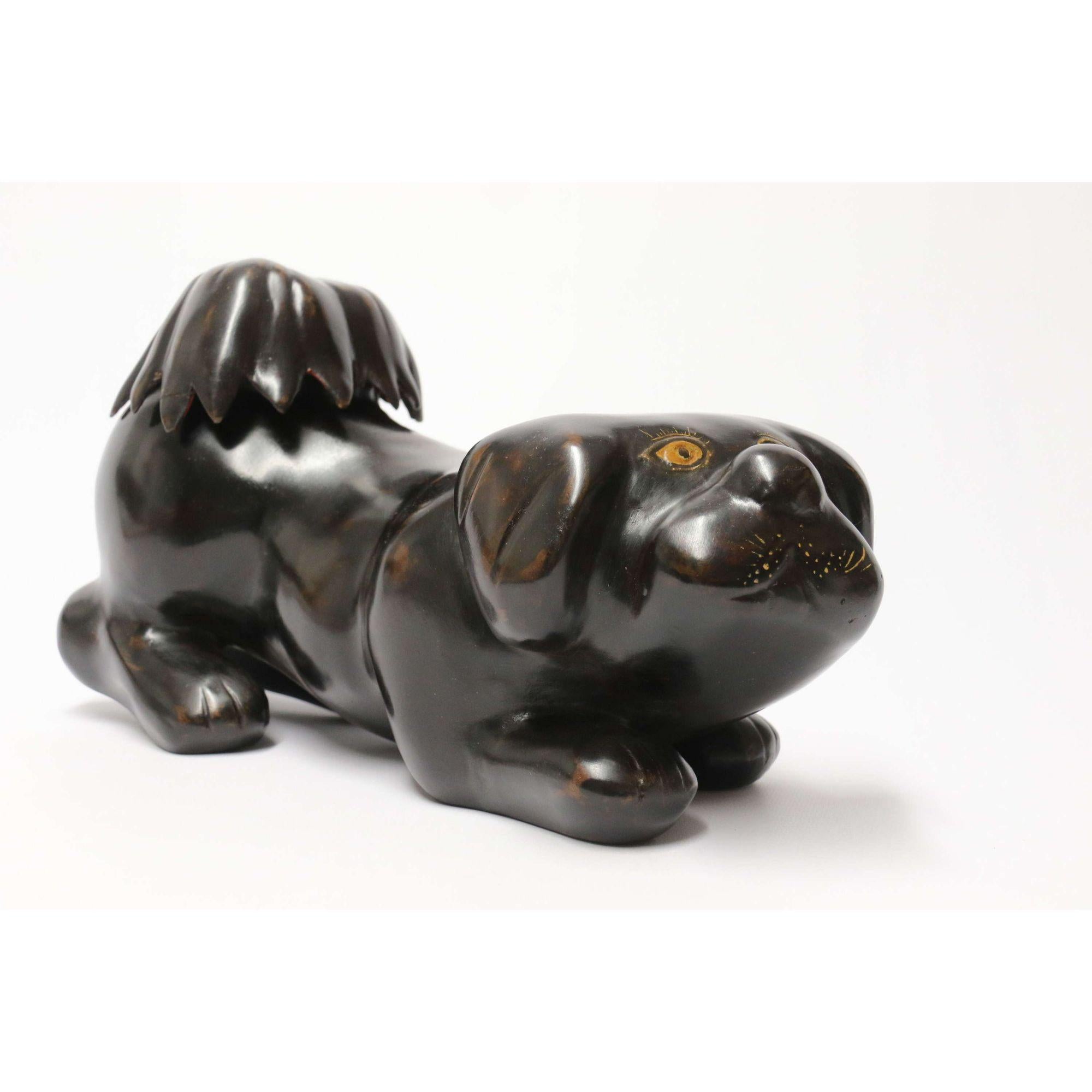 19th Century Japanese Papier Mache Container in the Form of a Puppy Dog 5