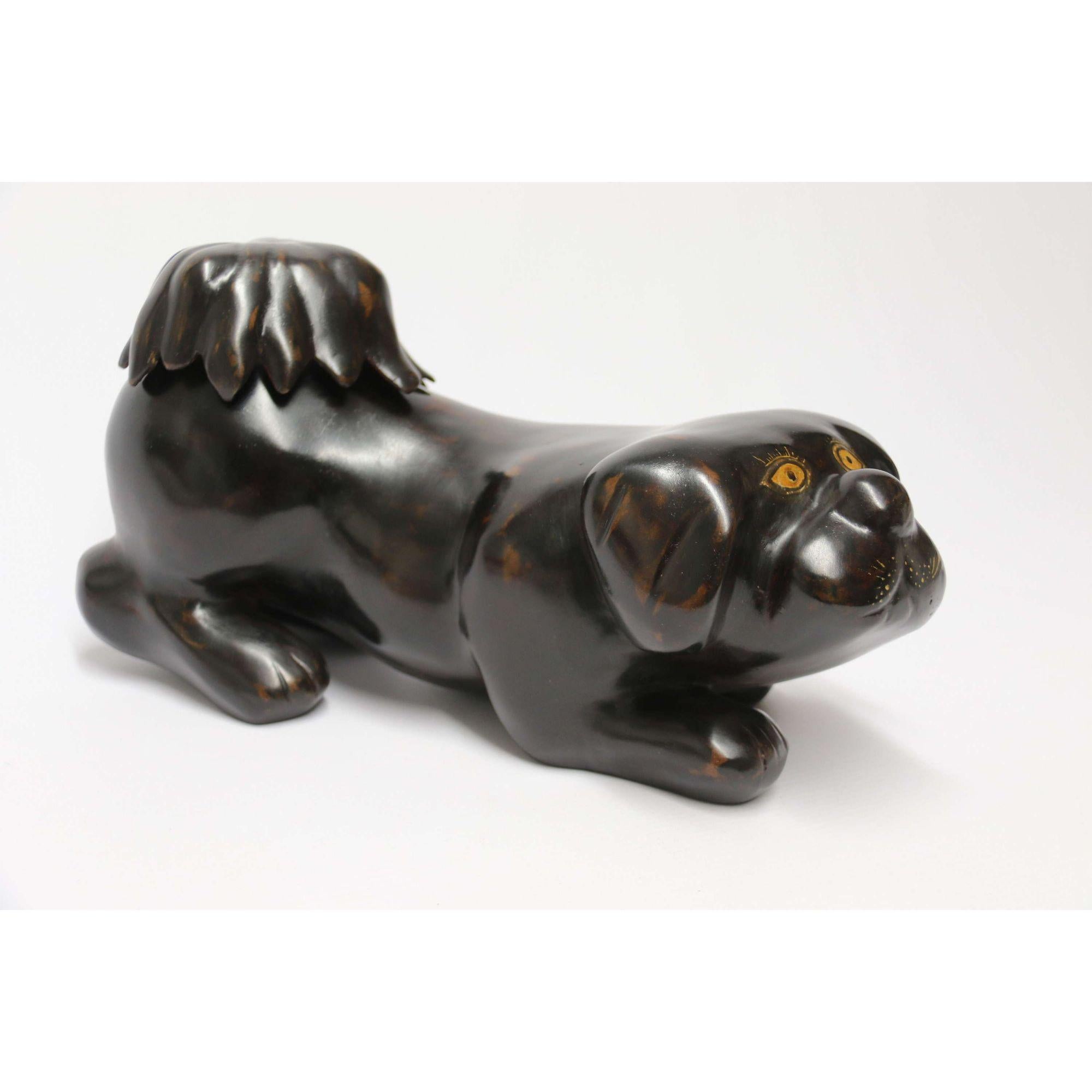 19th Century Japanese Papier Mache Container in the Form of a Puppy Dog 11