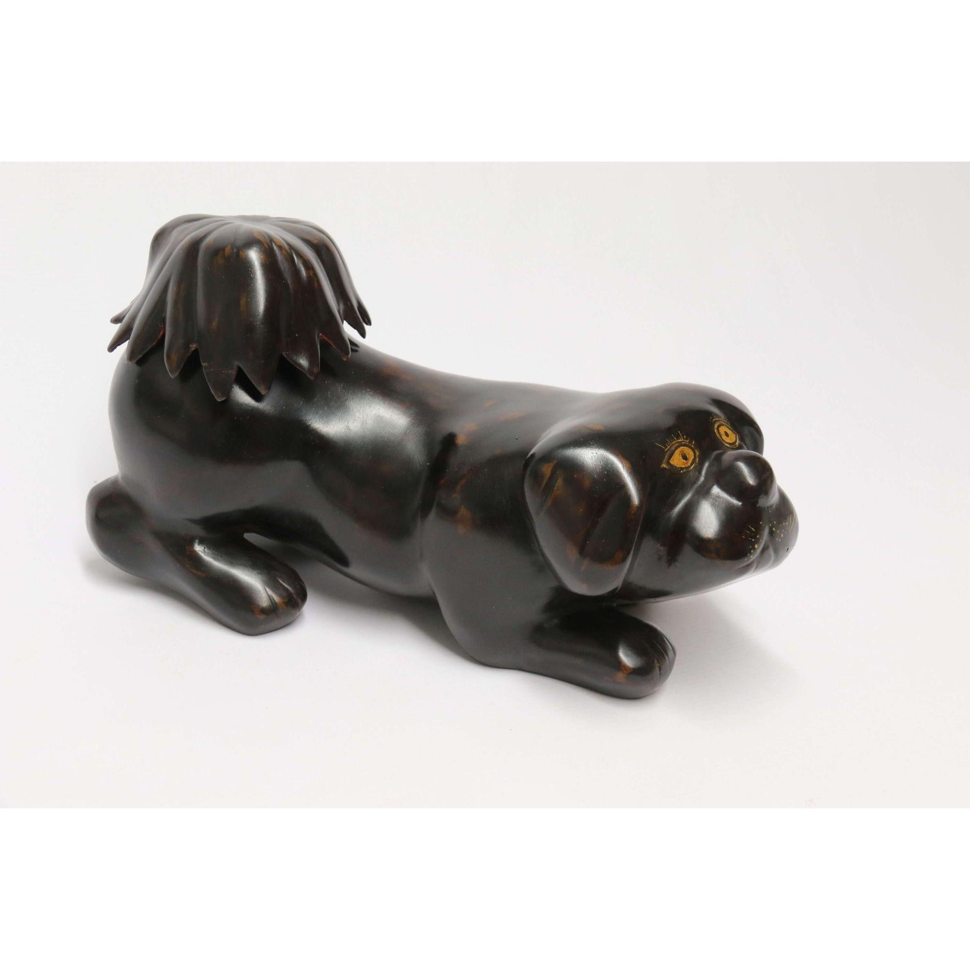 19th Century Japanese Papier Mache Container in the Form of a Puppy Dog 3