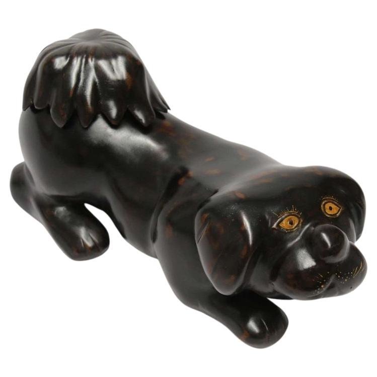 19th Century Japanese Papier Mache Container in the Form of a Puppy Dog