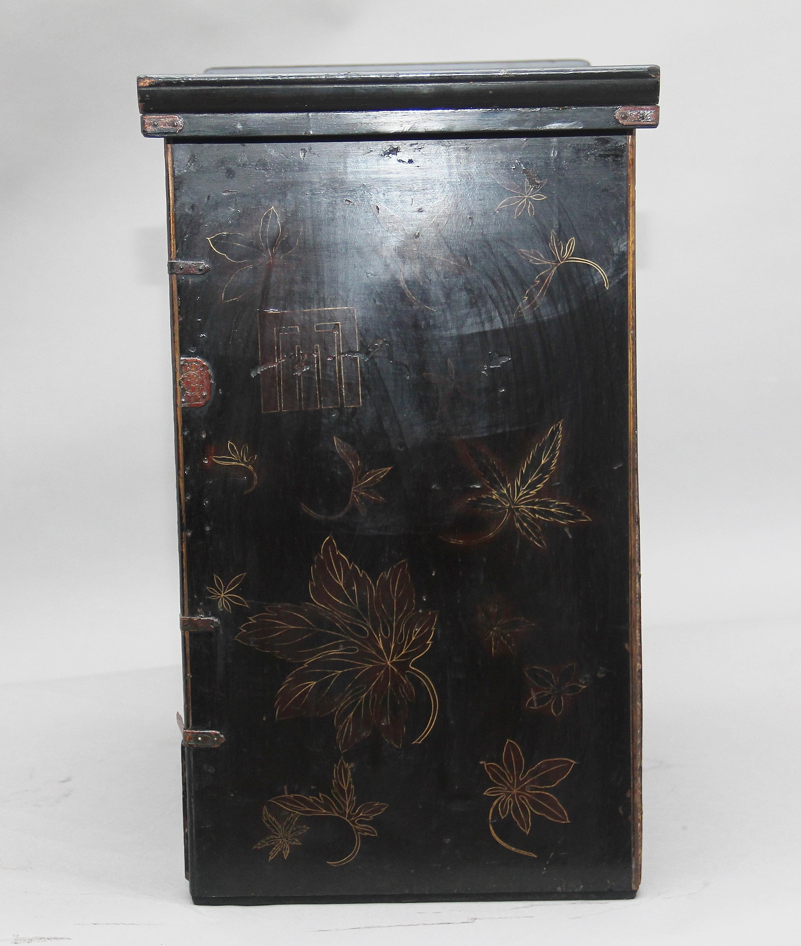Hardwood 19th Century Japanese Parquetry and Lacquered Cabinet