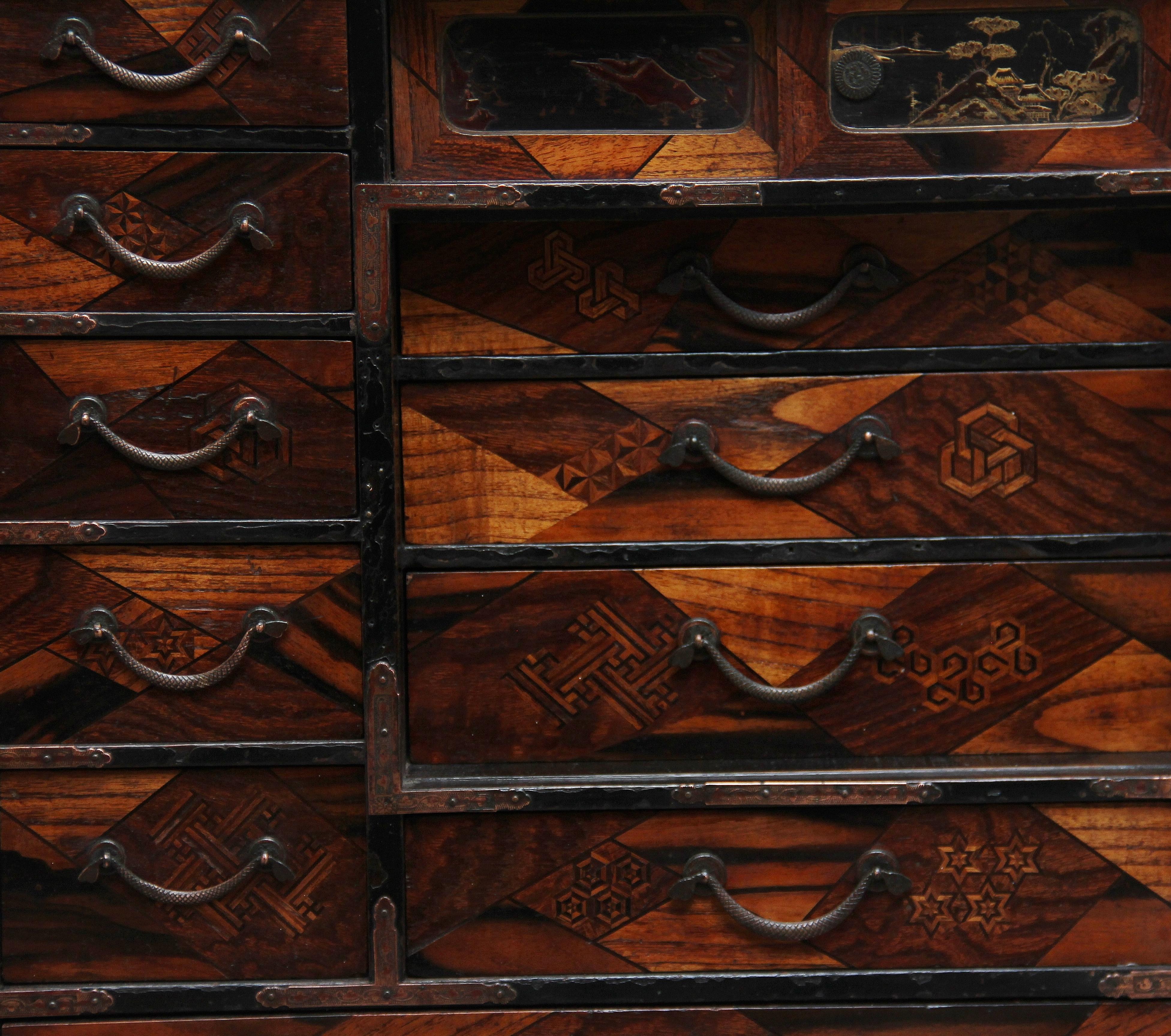 19th Century Japanese Parquetry and Lacquered Cabinet 2