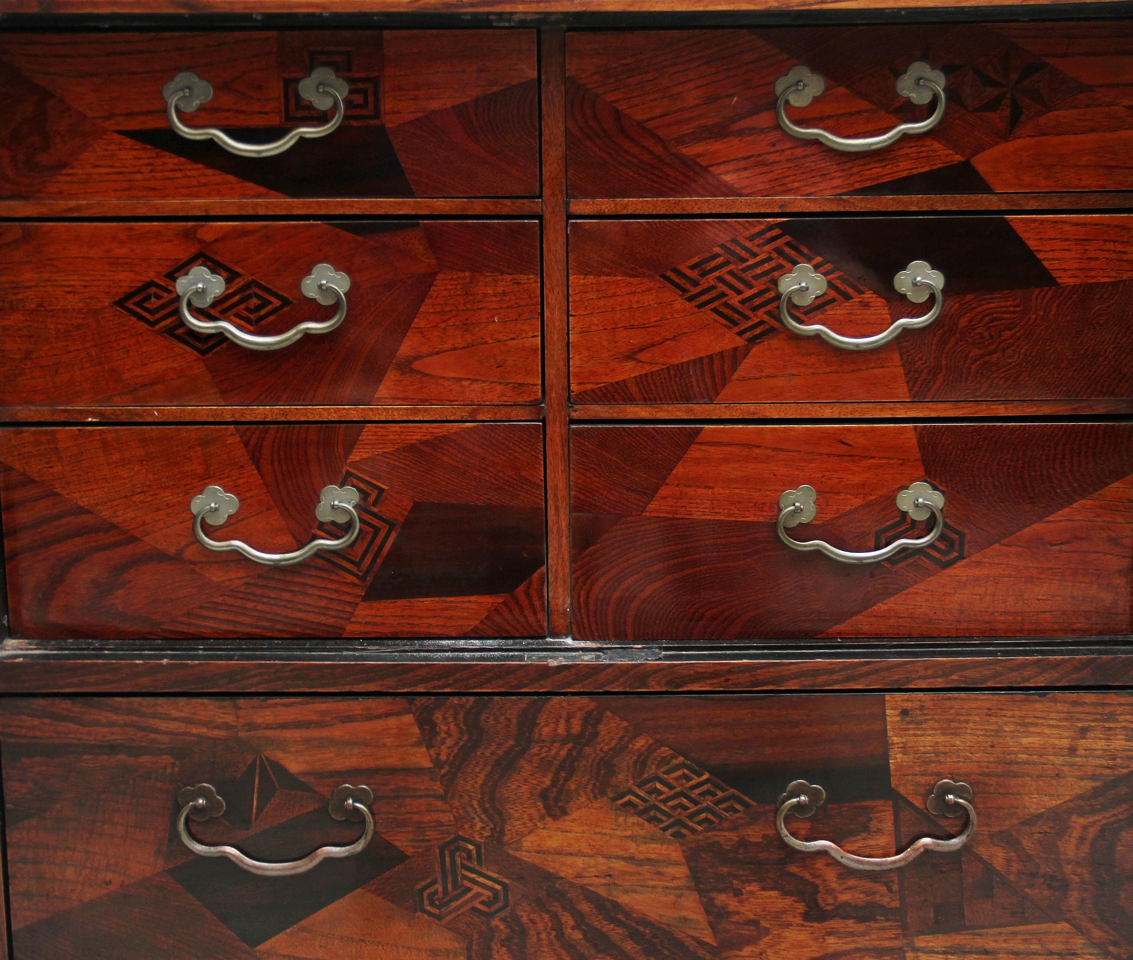Wood 19th Century Japanese Parquetry Cabinet
