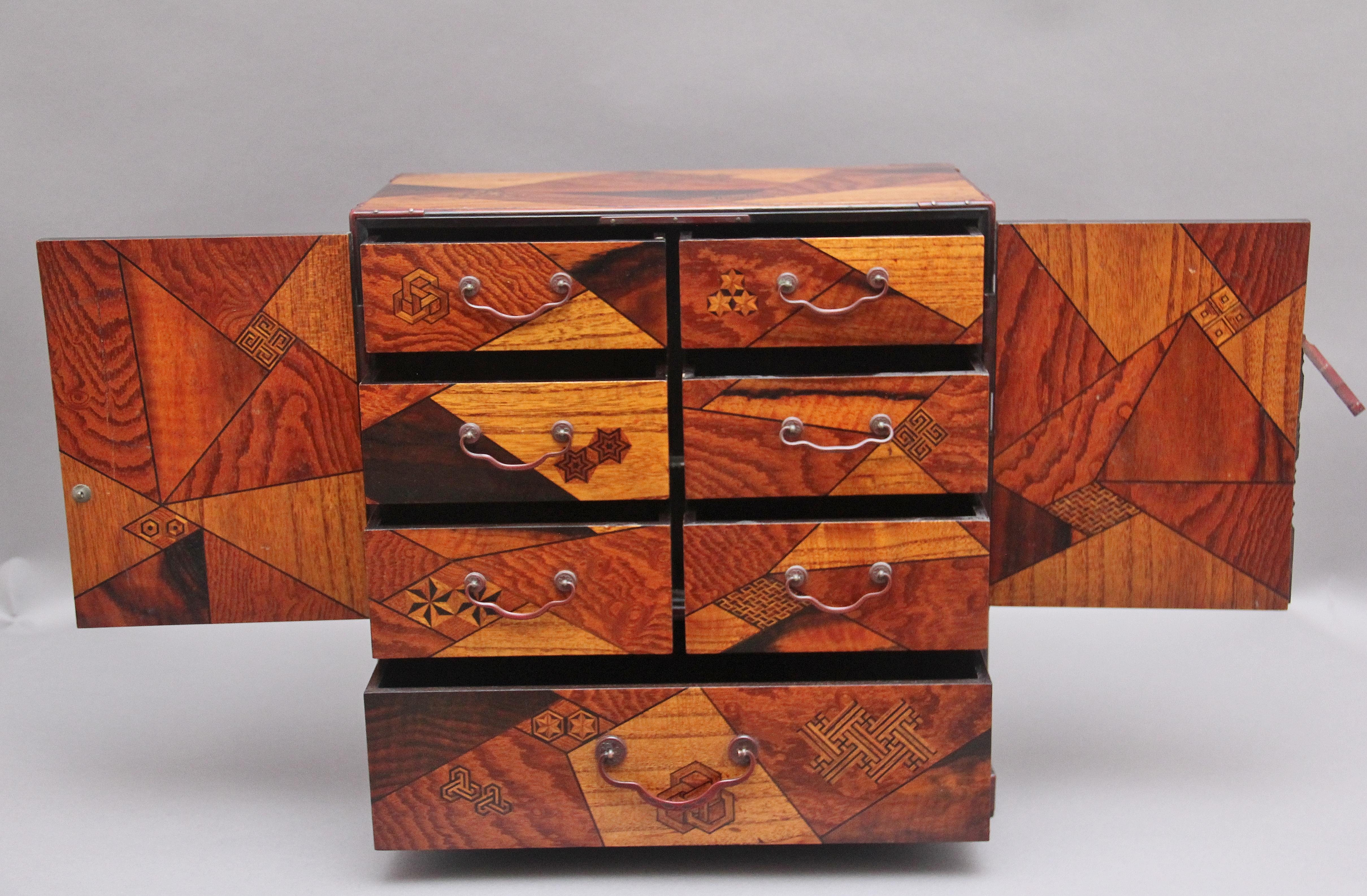 Meiji 19th Century Japanese Parquetry Table Cabinet