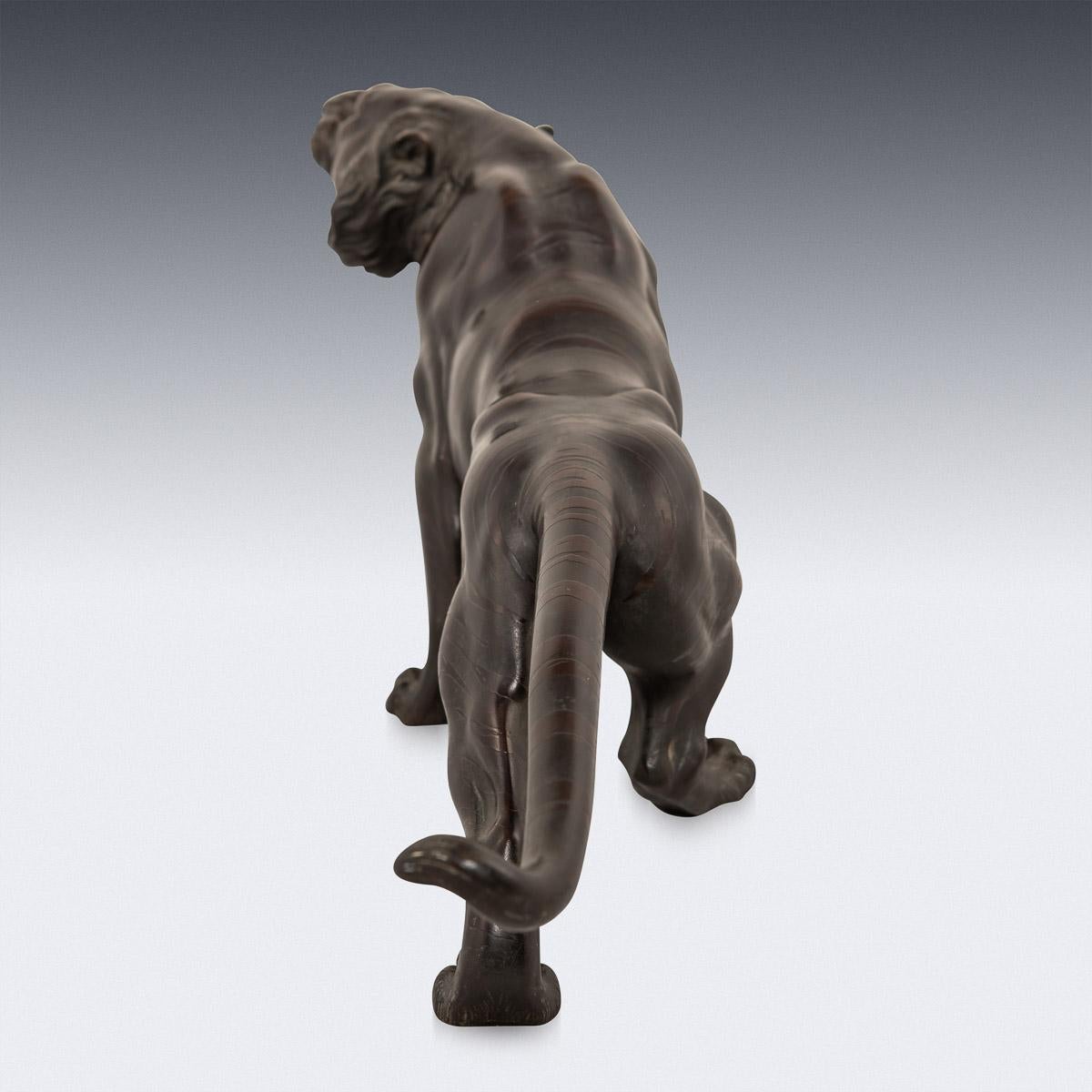 19th Century Japanese Patinated Bronze Model of a Tiger, Morimitsu, circa 1890 In Good Condition In Royal Tunbridge Wells, Kent