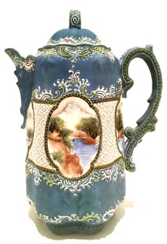 19th Century Japanese Porcelain Hand Painted Moriage "Chocolate" Pot - Nippon