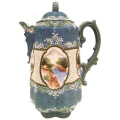 19th Century Japanese Porcelain Hand Painted Moriage "Chocolate" Pot - Nippon