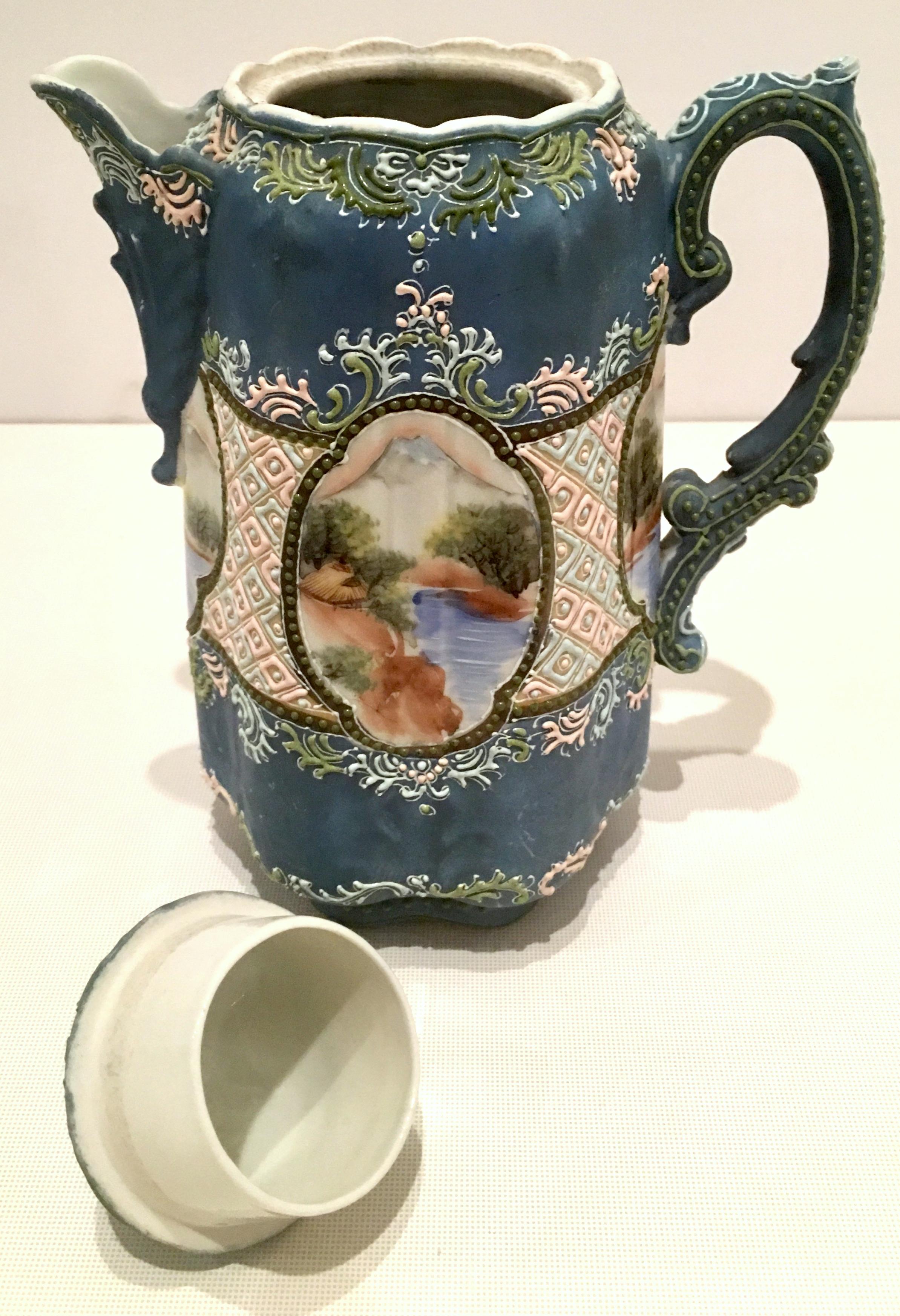 Art Nouveau 19th Century Japanese Porcelain Hand Painted Moriage Porcelain 