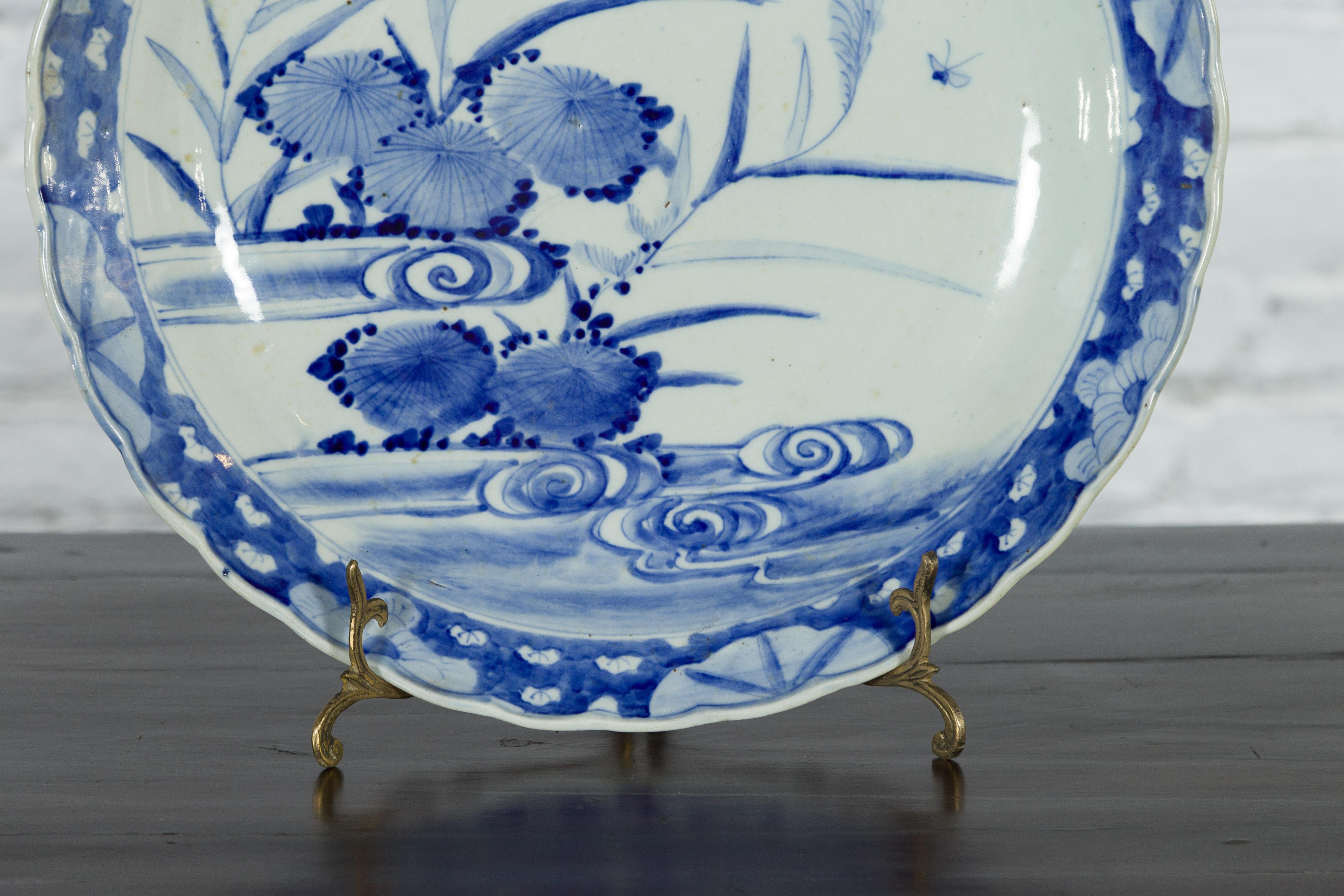 Japanischer Imari-Porzellanteller des 19. Jahrhunderts mit blau-weißer Bemalung im Angebot 5