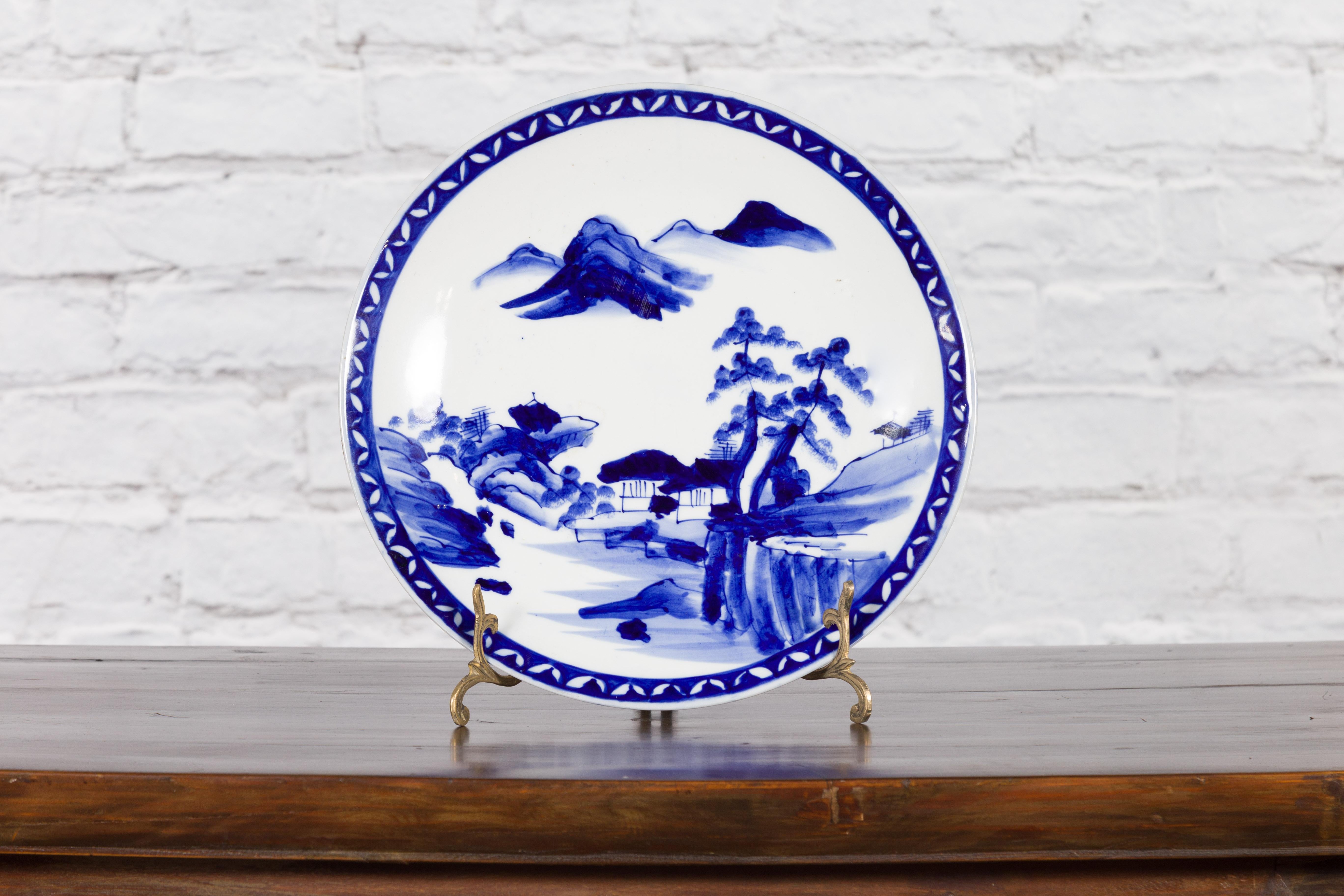 antique japanese blue and white plate