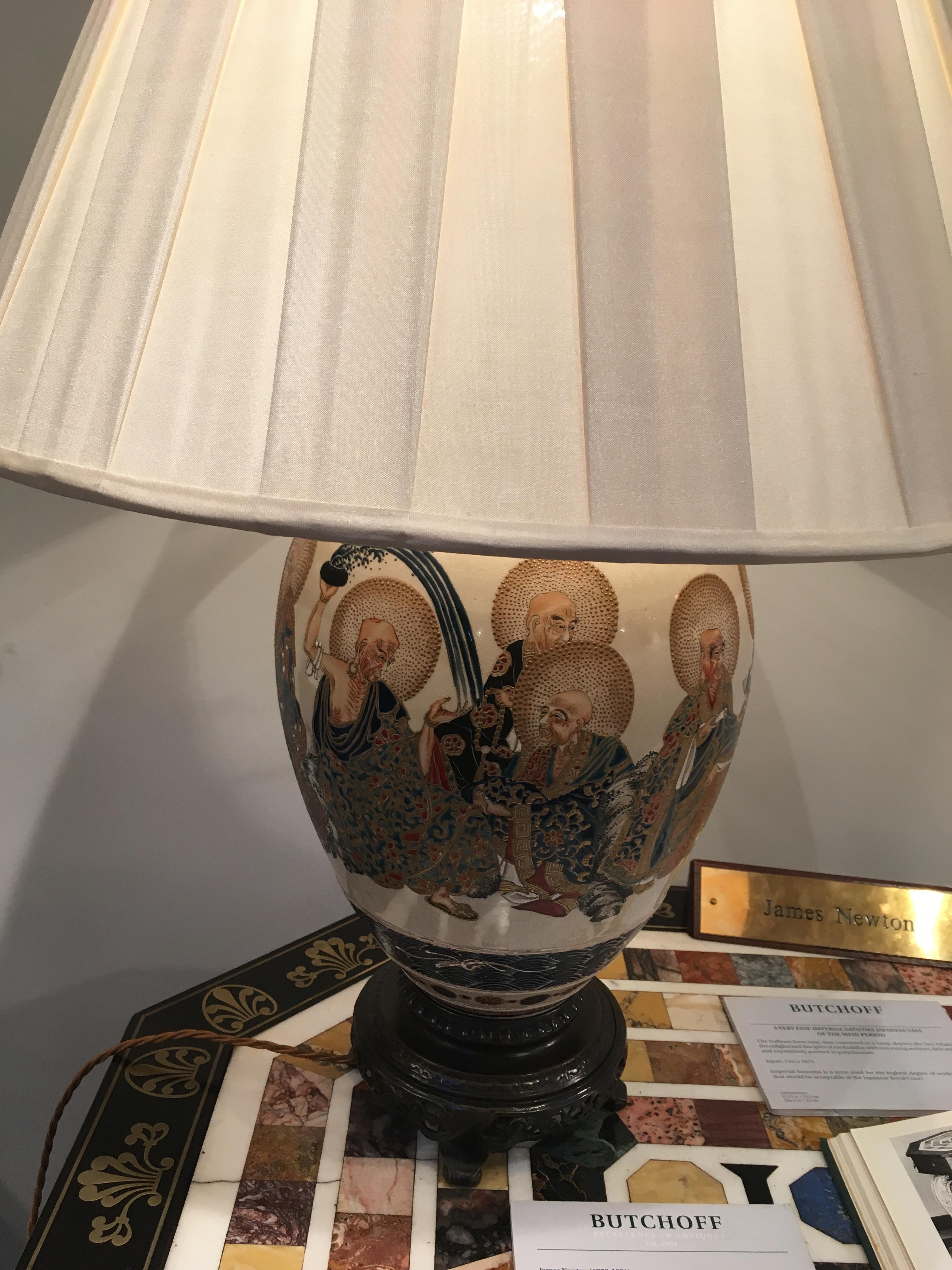 Japonisme 19th Century Japanese Porcelain Table Lamp Vase of the Meiji Period