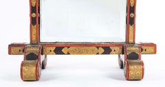 19th Century Japanese Red And Black Lacquer Table Mirror Gilt Brass Mounts