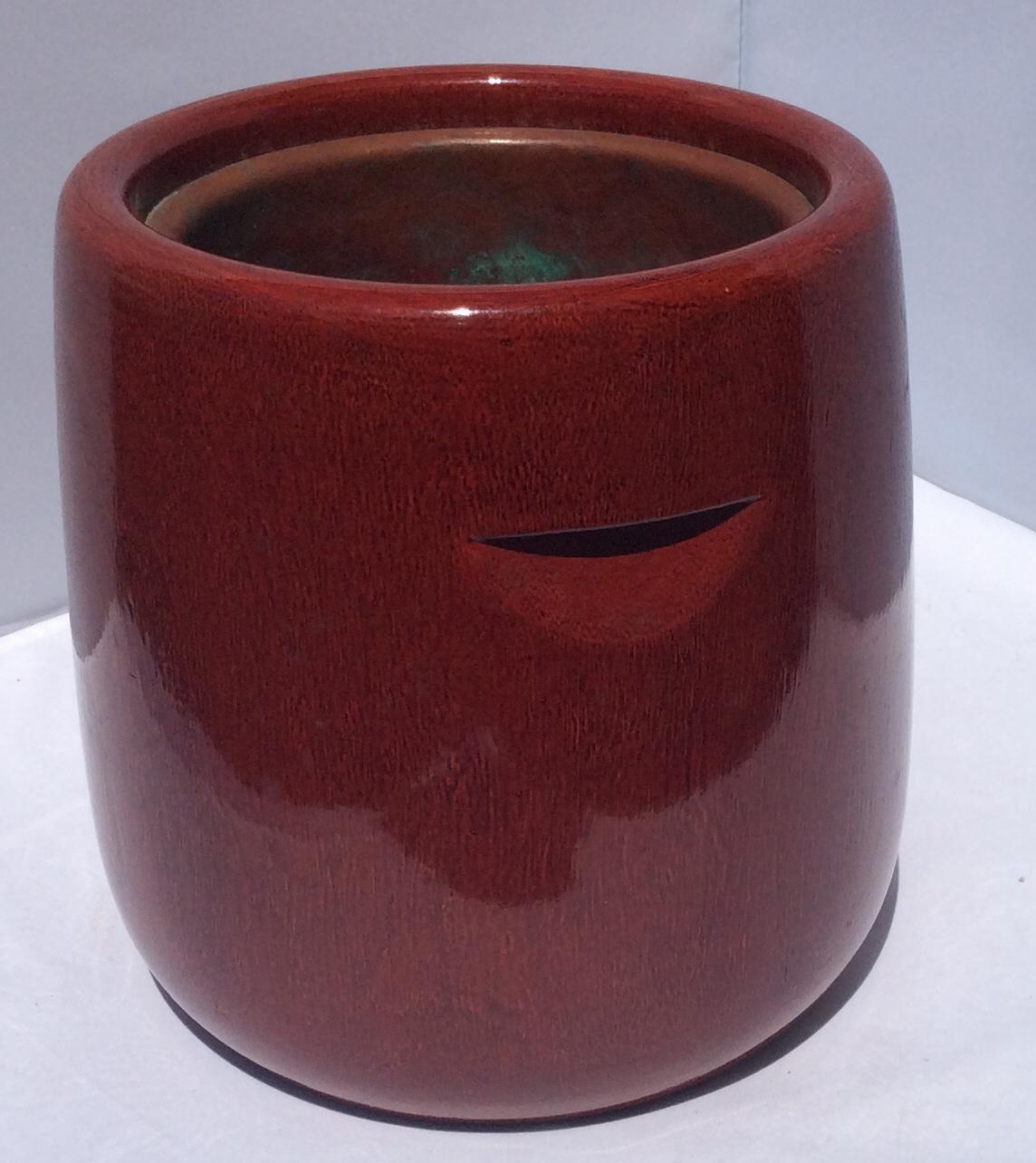 Meiji Era Japanese Red Lacquered Brazier and Copper Liner 2