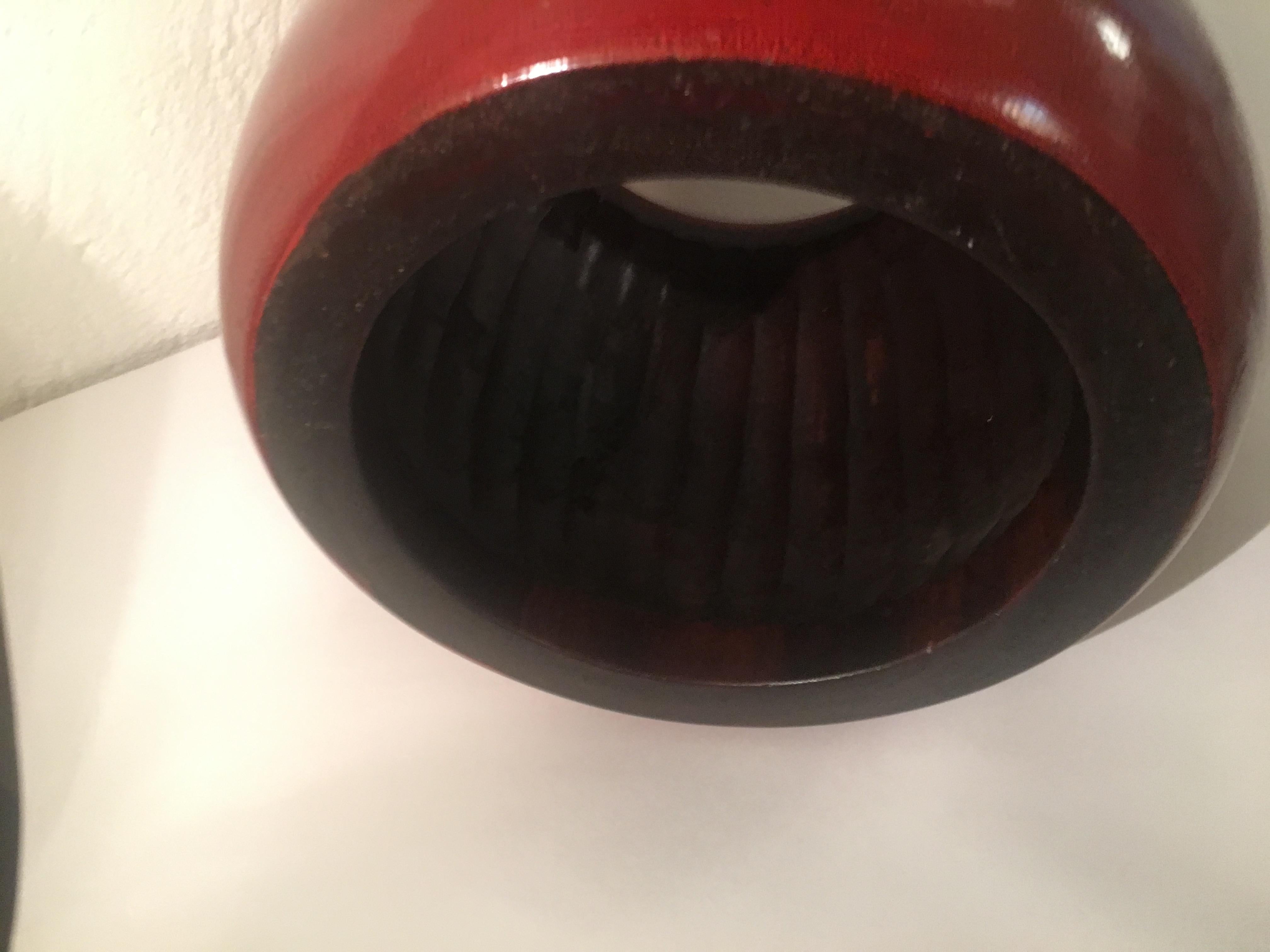 Wood Meiji Era Japanese Red Lacquered Brazier and Copper Liner