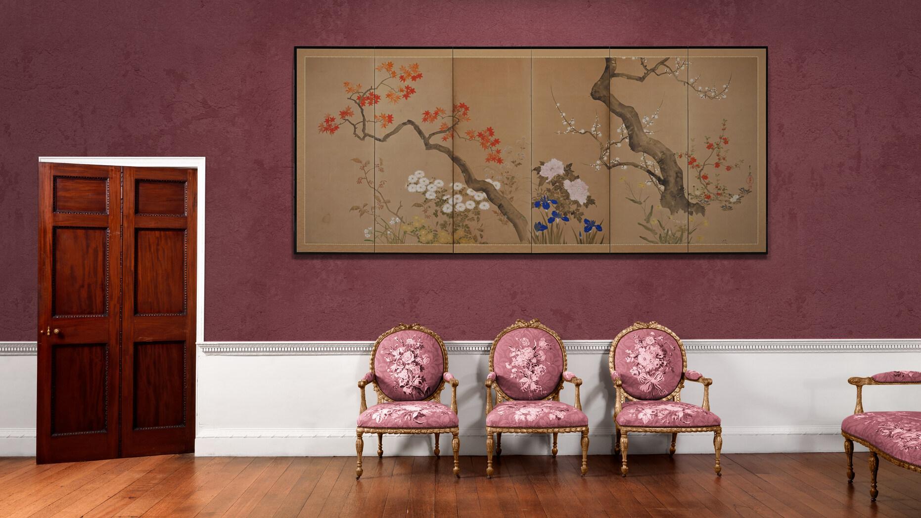 19th Century Japanese Rinpa Screen, Flowers of the Four Seasons by Suzuki Kiitsu For Sale at 1stDibs