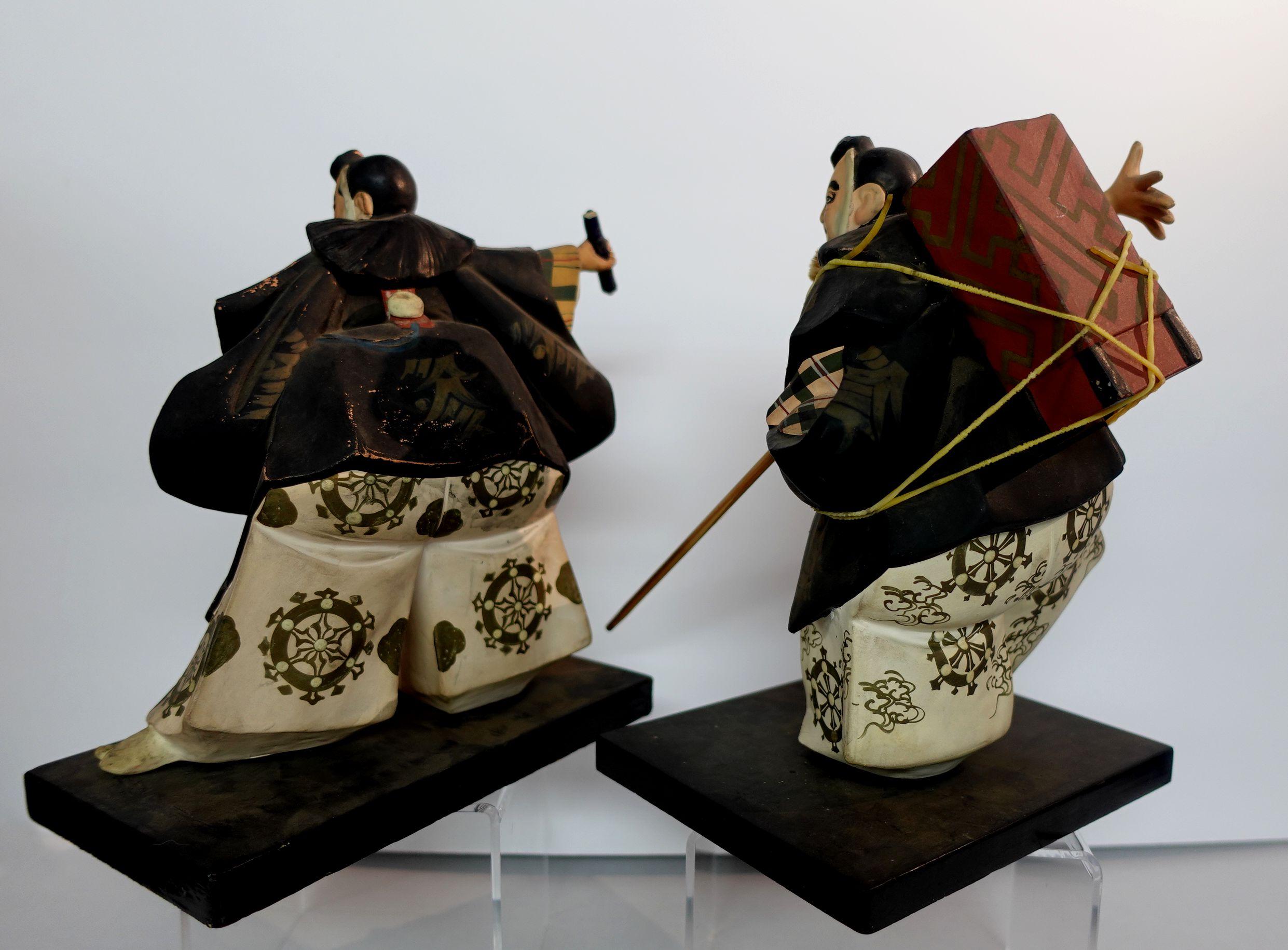 Hand-Crafted 19th Century Japanese Samurai Plaster Figures For Sale