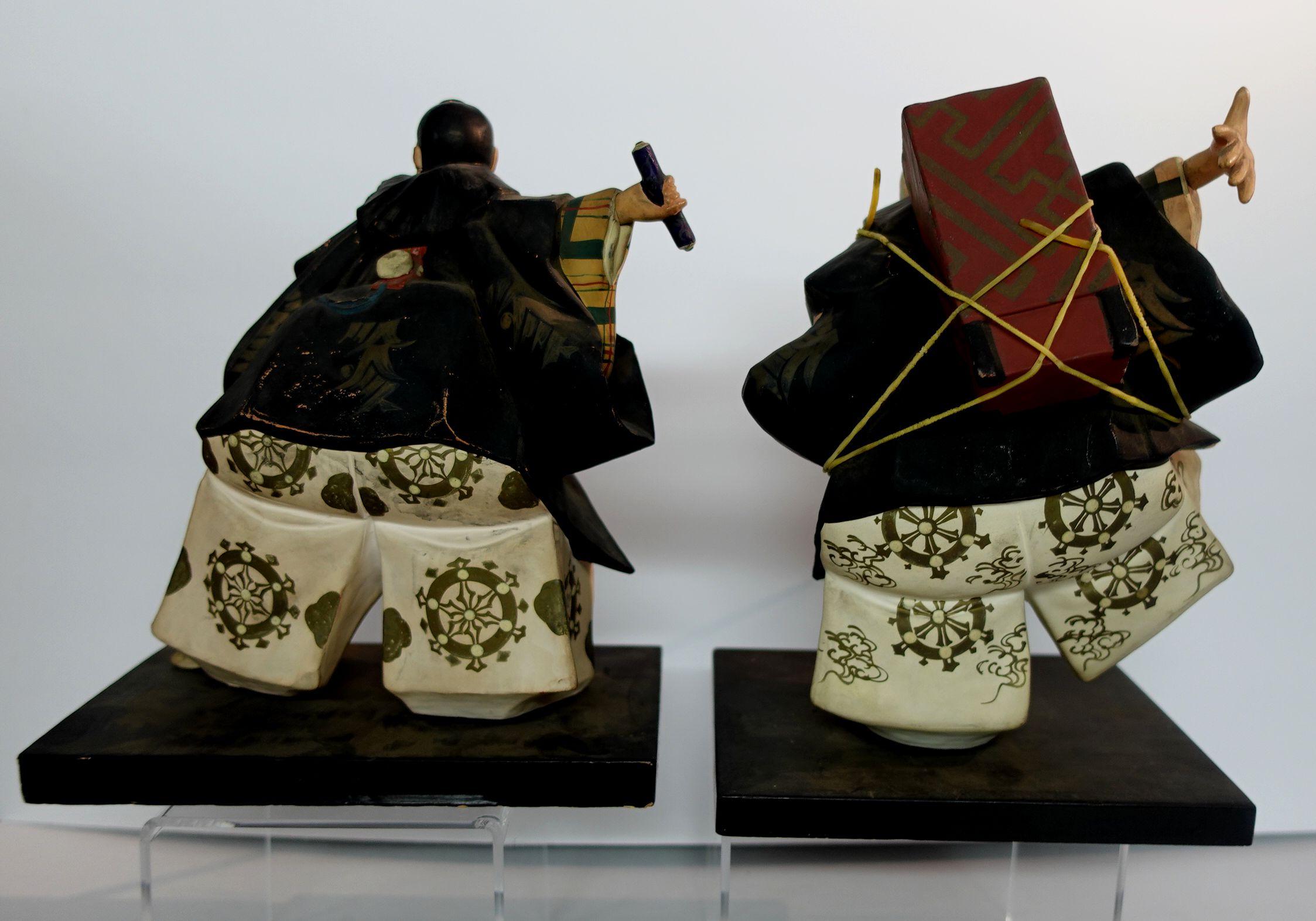 19th Century Japanese Samurai Plaster Figures In Good Condition For Sale In Norton, MA