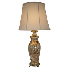 Lampe à huile montée sur bronze français et Satsuma du 19e siècle