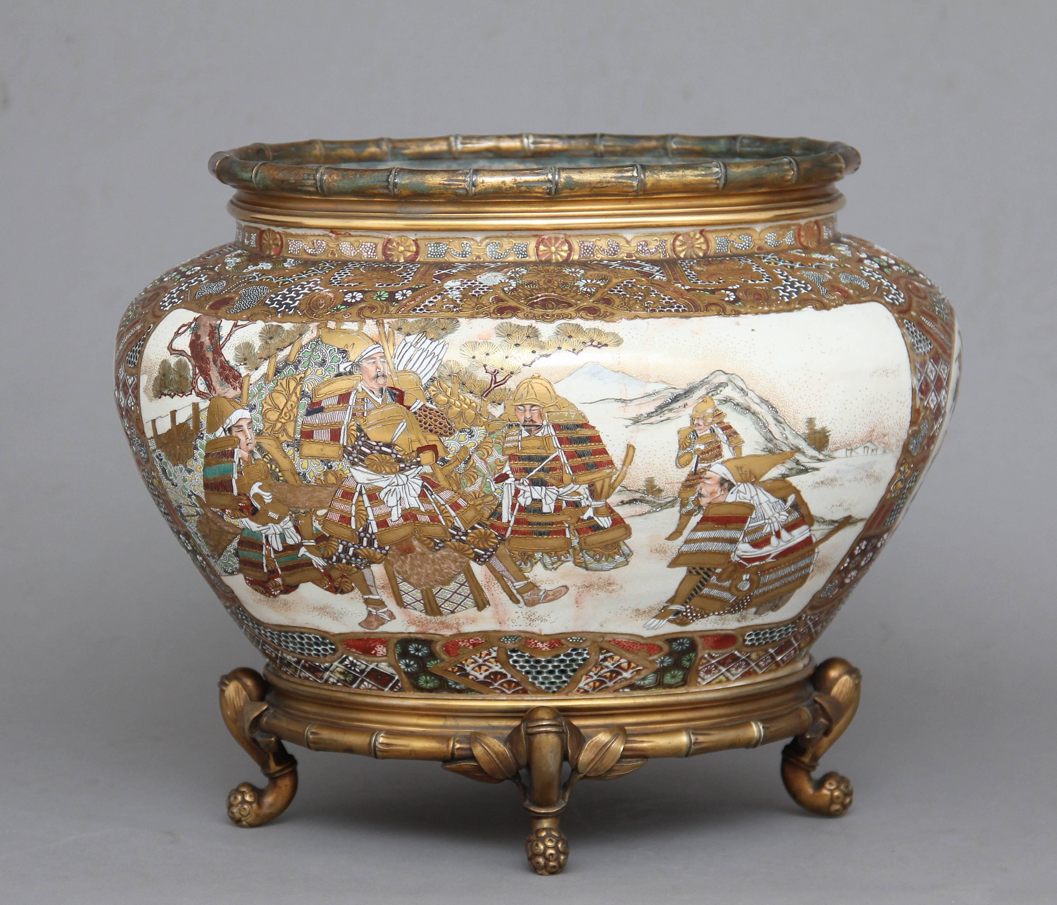 19th Century Japanese Satsuma and Ormolu Mounted Bowl In Excellent Condition In Martlesham, GB