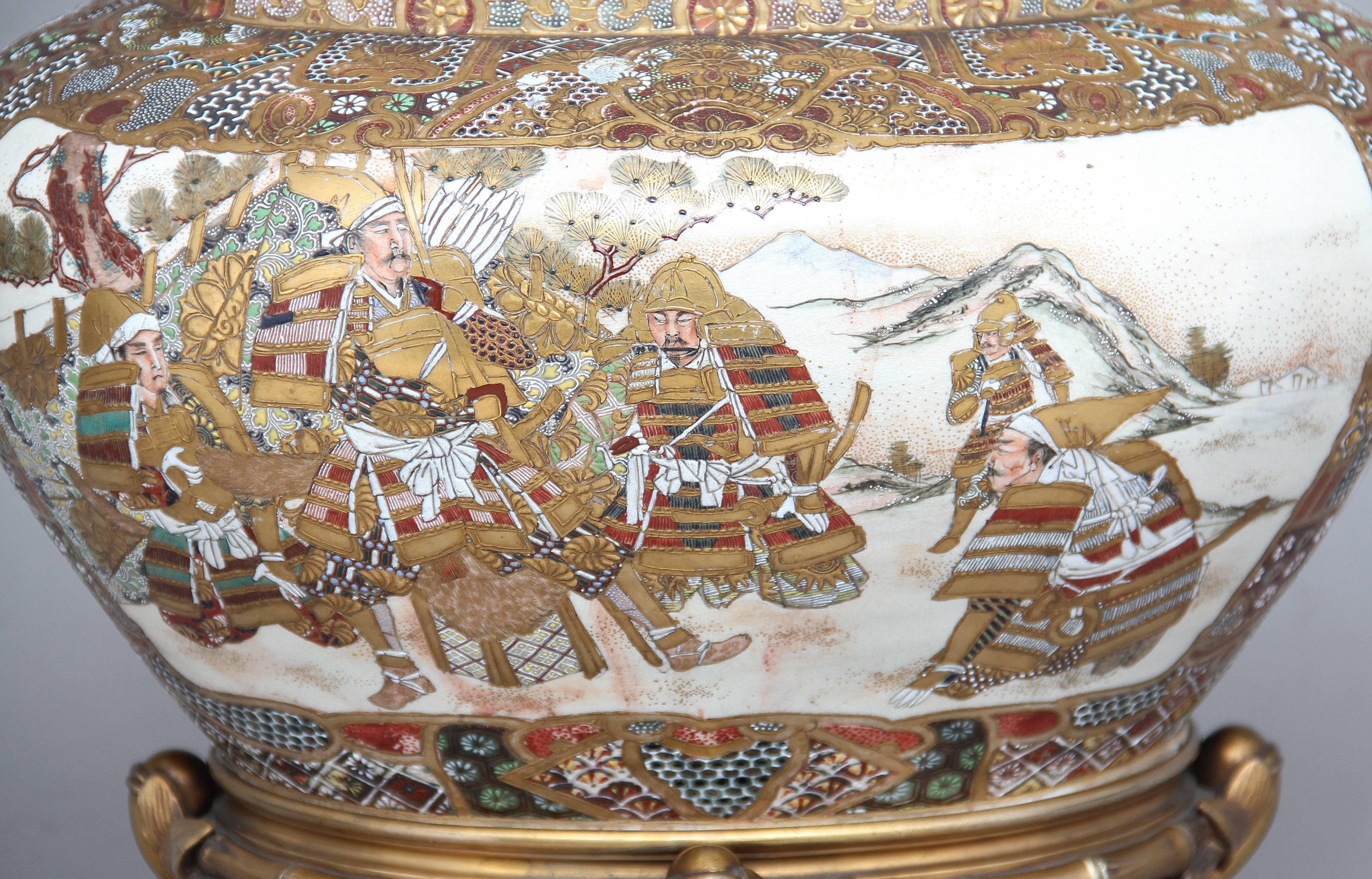 19th Century Japanese Satsuma and Ormolu Mounted Bowl 2