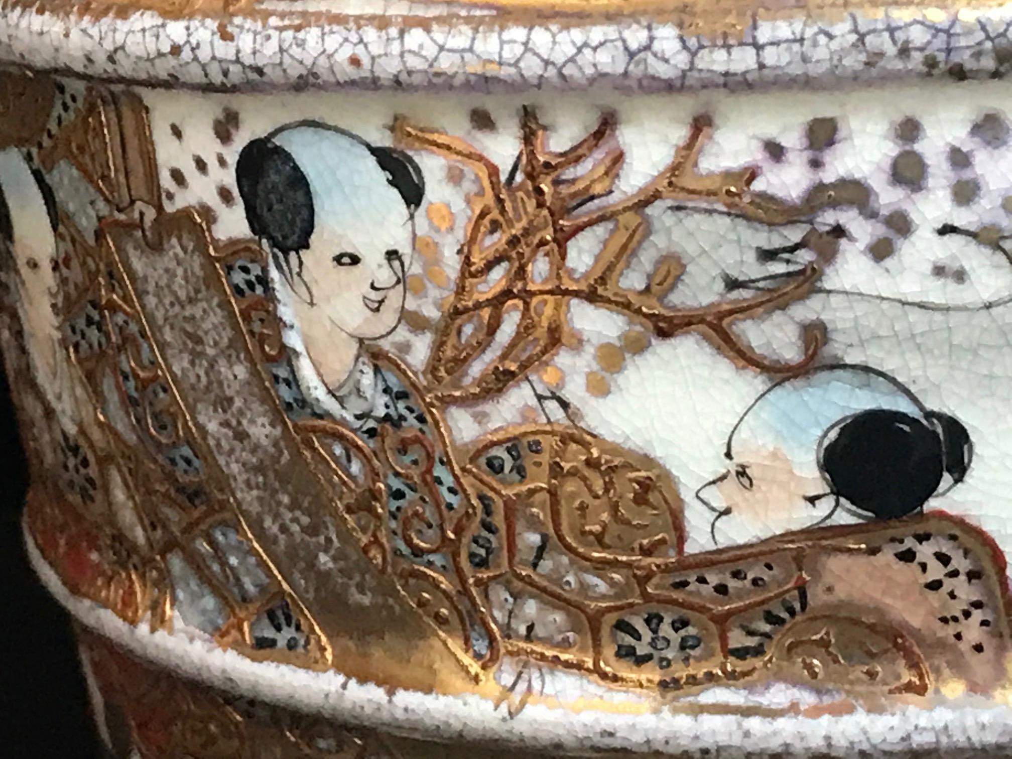 seau à eau en porcelaine Satsuma du 19ème siècle:: vase de puits à souhaits en vente 4
