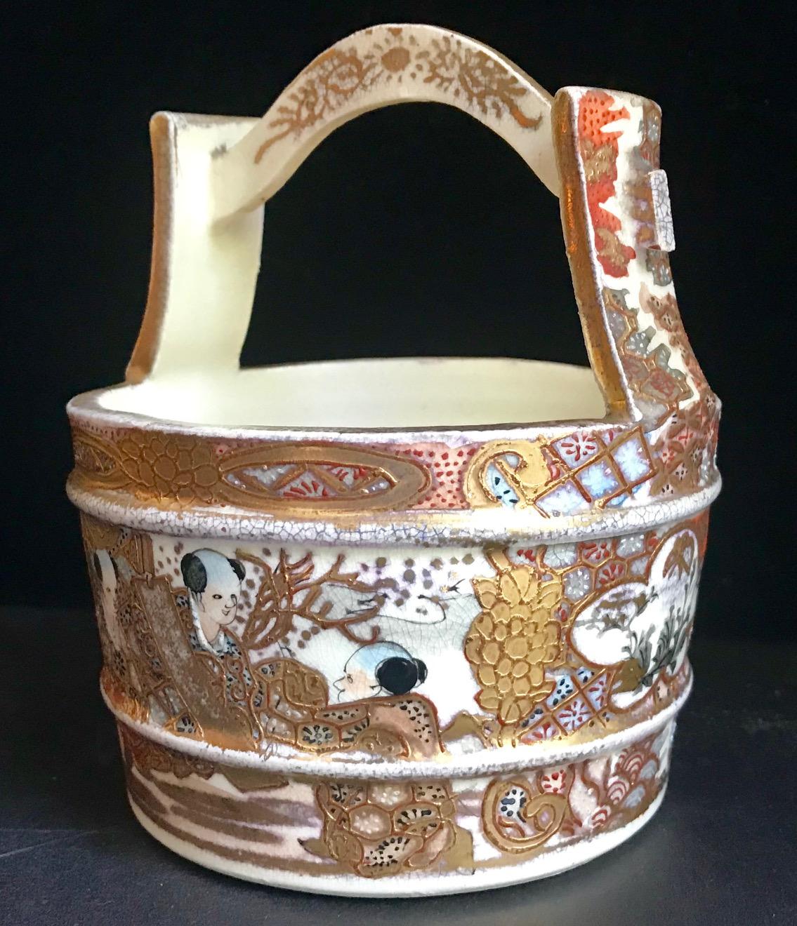 japanischer Satsuma-Porzellan-Wasserbrunneneimer des 19. Jahrhunderts:: Wunschbrunnen-Vase (Meiji-Periode) im Angebot