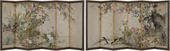 19th Century Japanese Screen Pair - Birds & Flowers of the Four Seasons
