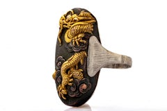 19th Century Japanese Shakudo Dragon Ring
