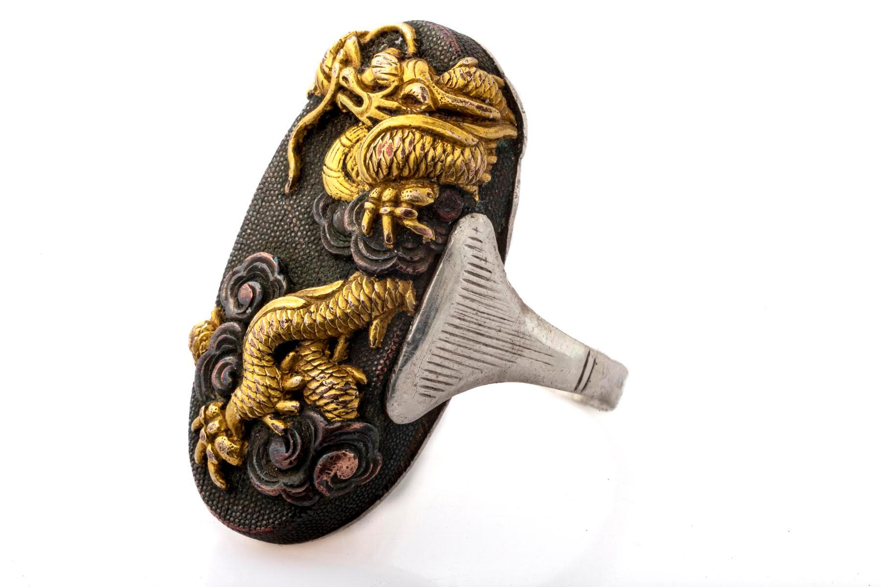 19th Century Japanese Shakudo Dragon Ring In New Condition For Sale In Stamford, CT