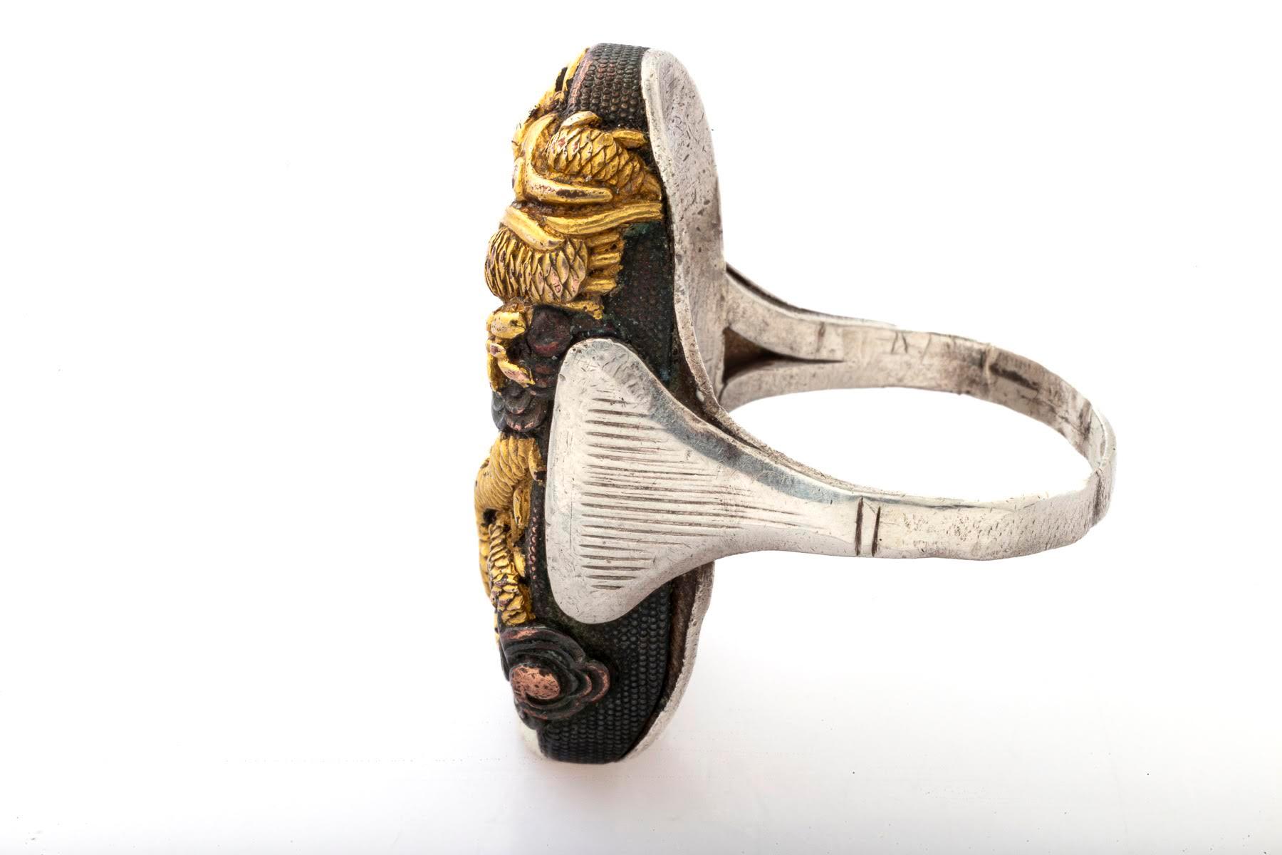 19th Century Japanese Shakudo Dragon Ring For Sale 1