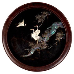 19th Century Japanese Shibayama Lacquered Inlay Charger, Meiji Period