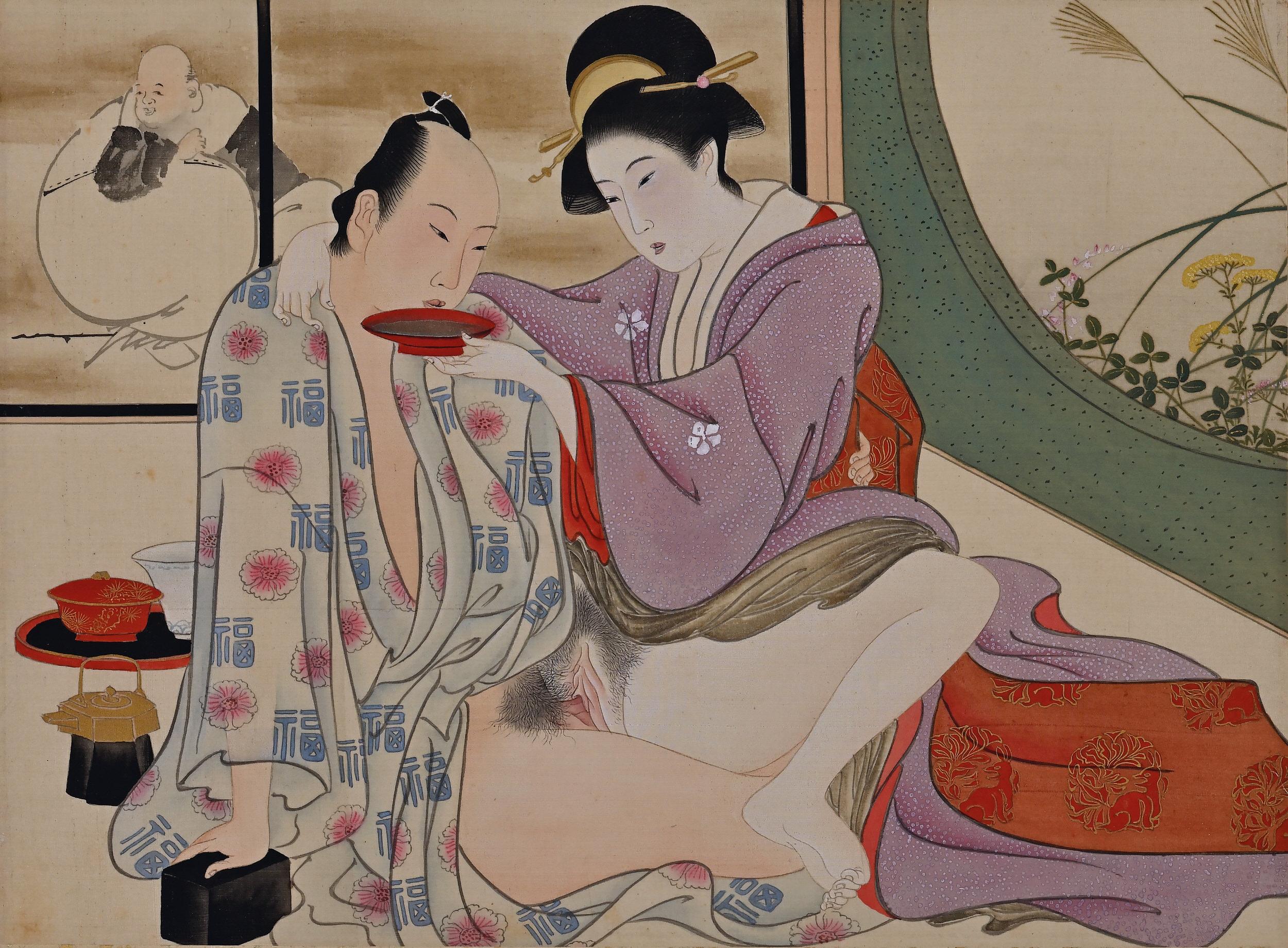 19th Century Japanese Shunga Hand-Scroll, Katsukawa School For Sale 2