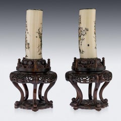 19th Century Japanese Silver Mounted Shibayama Vases on Stands, circa 1890